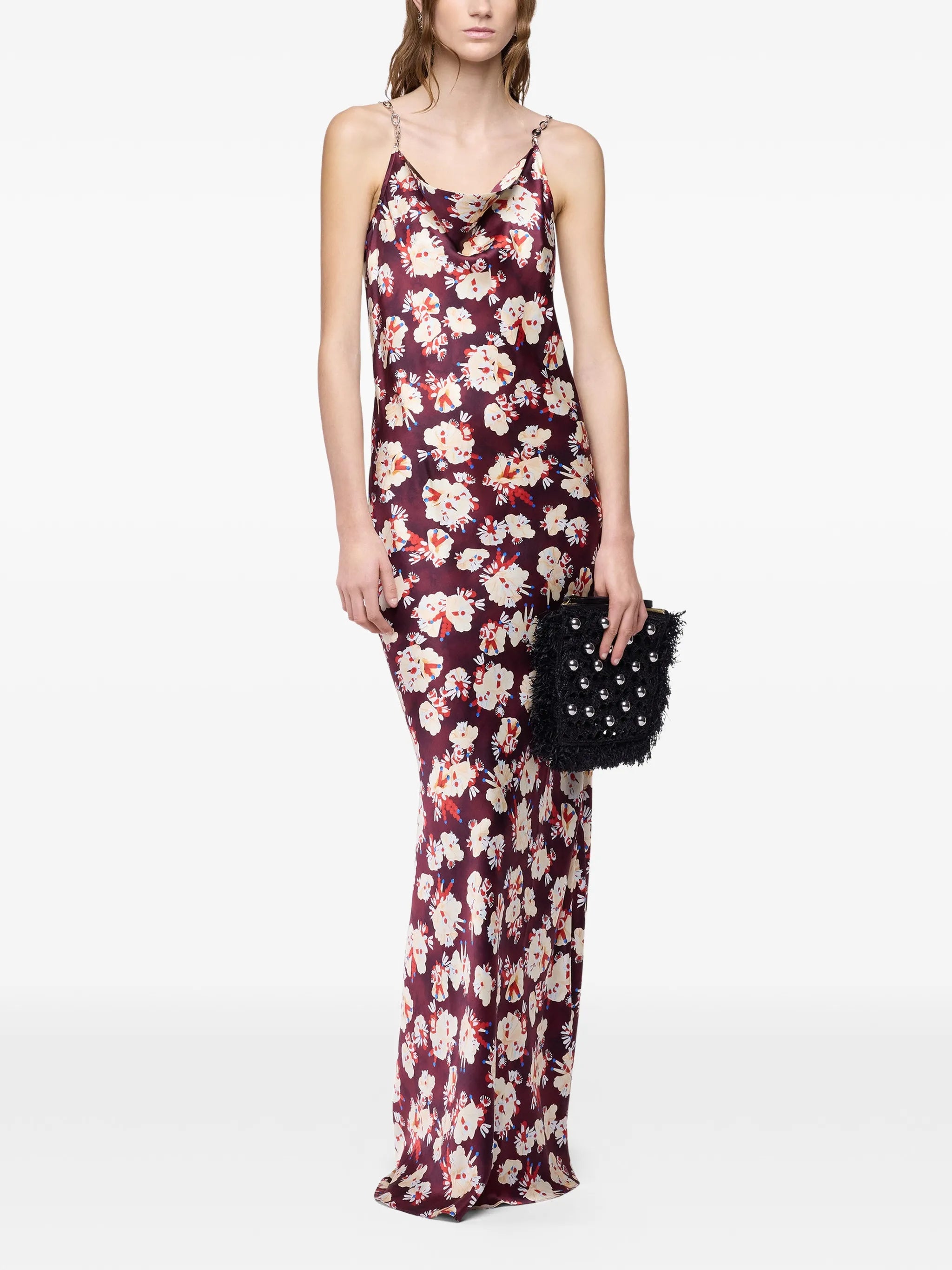 floral-patterned chain-link maxi dress