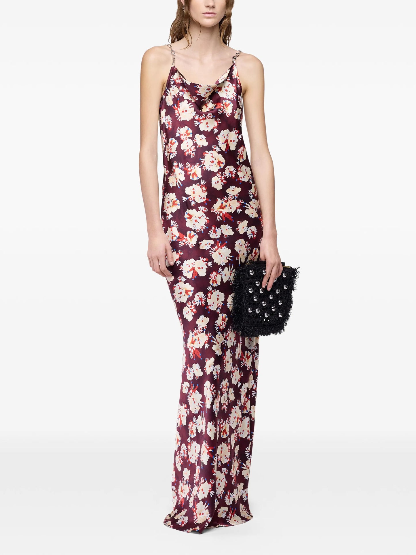 floral-patterned chain-link maxi dress
