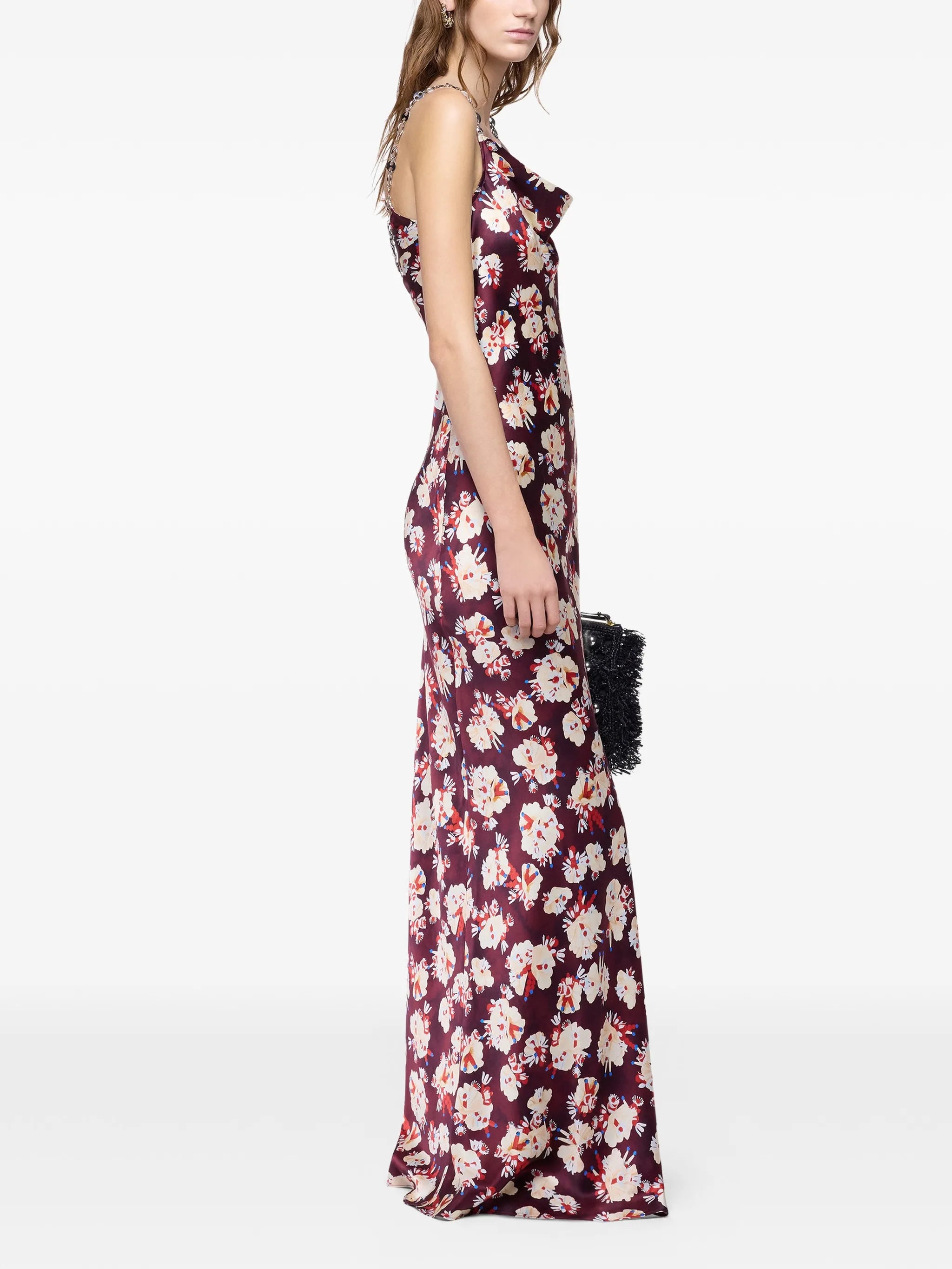 floral-patterned chain-link maxi dress
