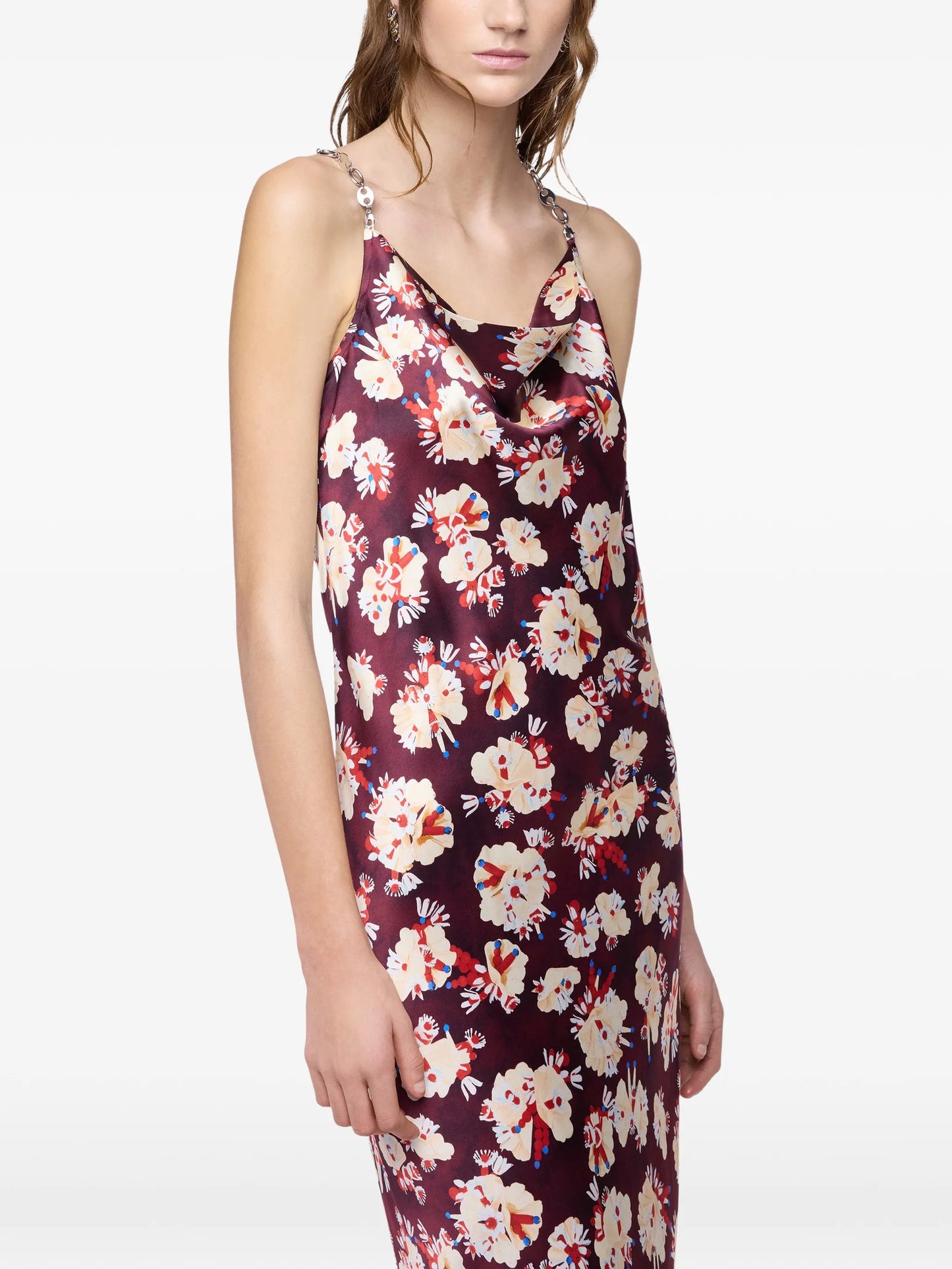floral-patterned chain-link maxi dress