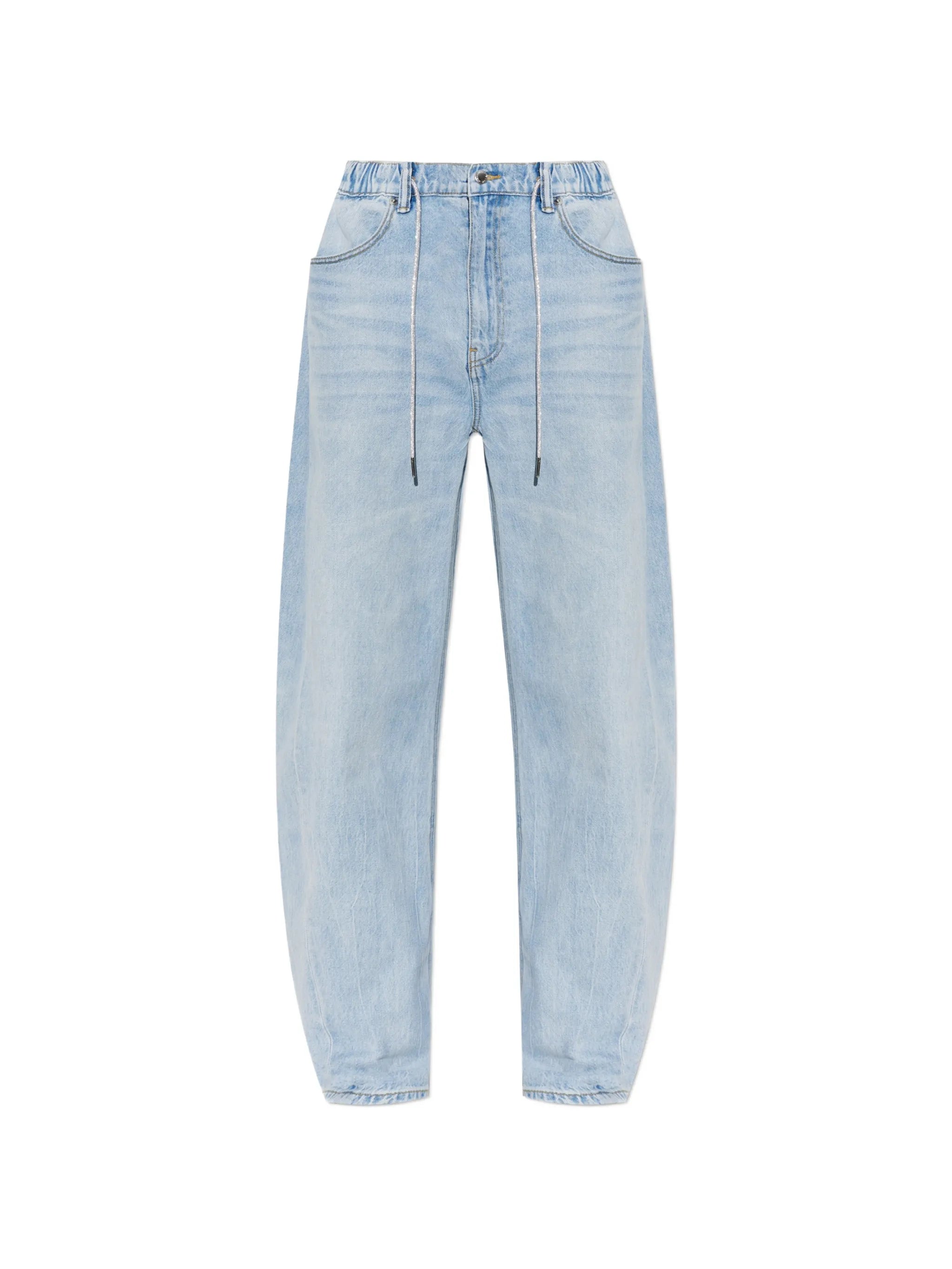 crystal-embellished drawstring-waist jeans