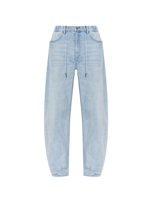 crystal-embellished drawstring-waist jeans