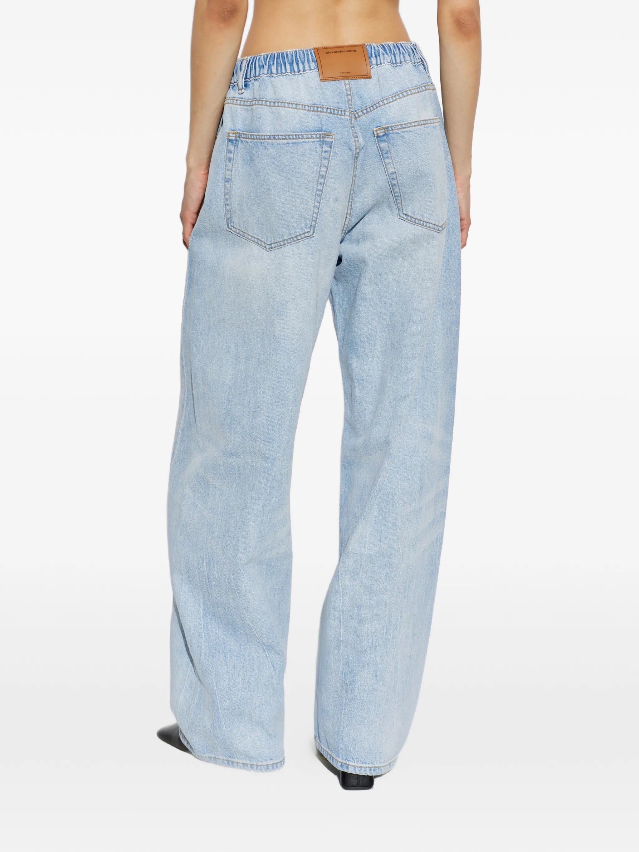 crystal-embellished drawstring-waist jeans