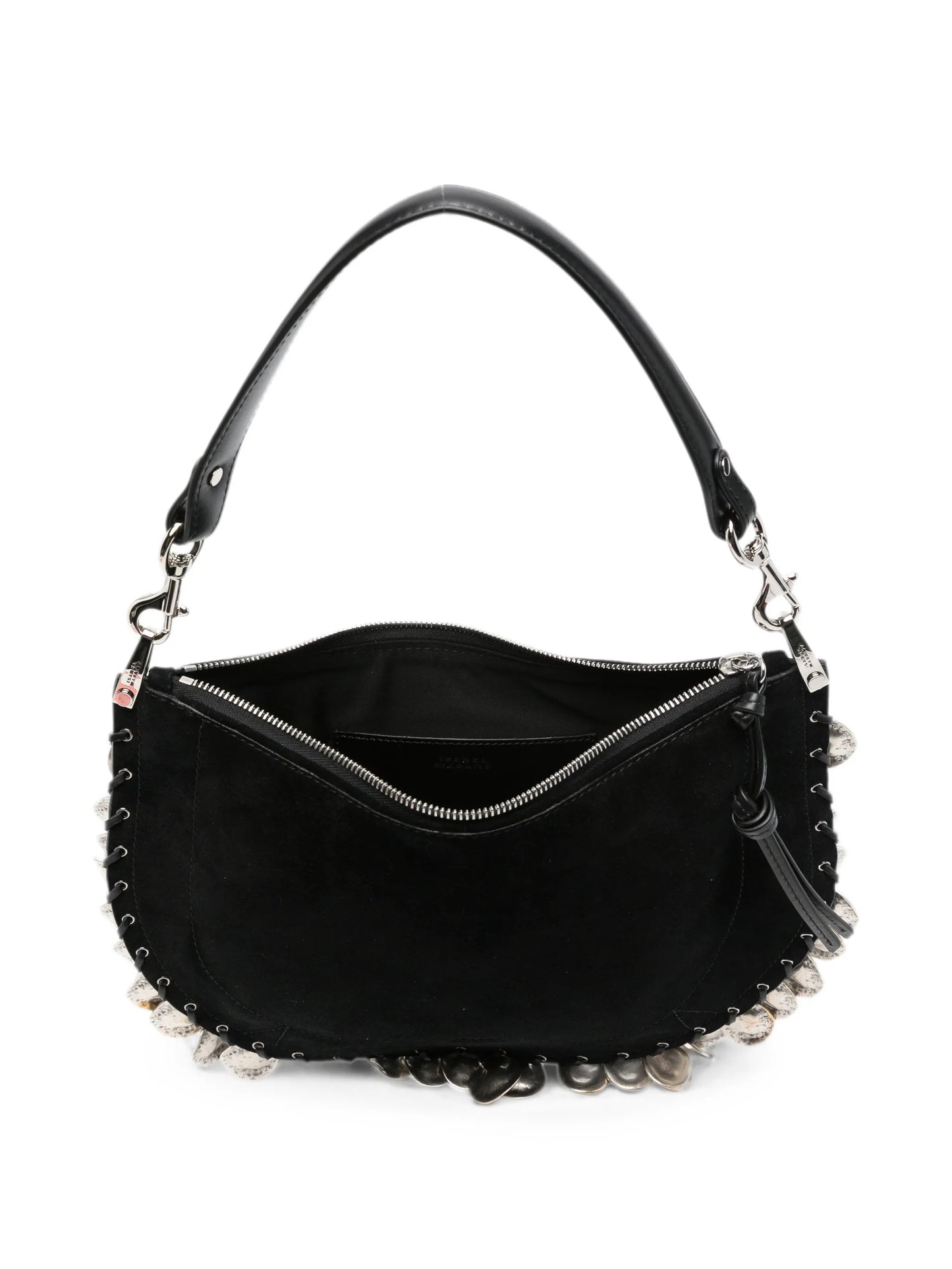 Oskan coin-embellished suede shoulder bag