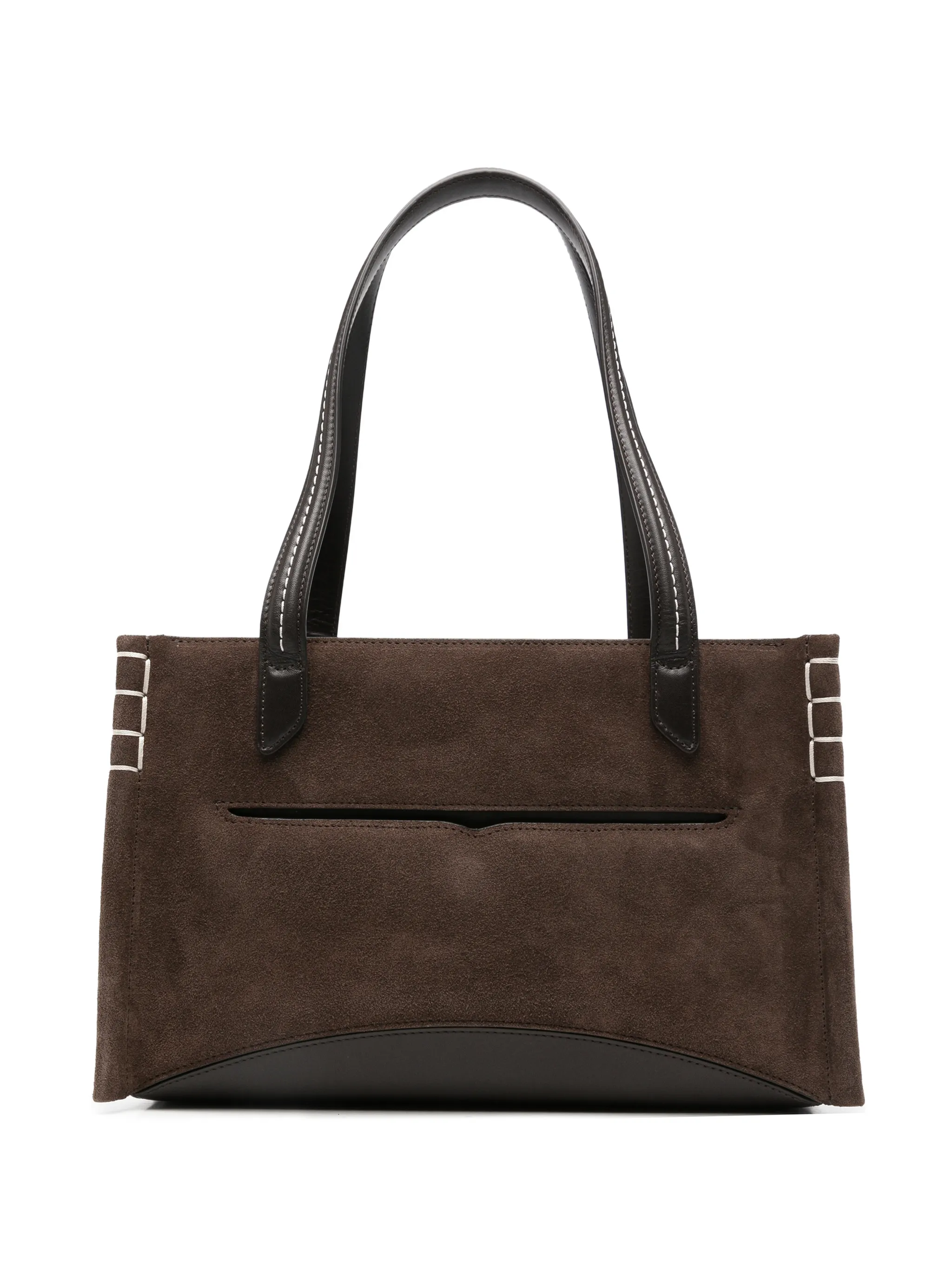 contrast-stitch suede tote bag