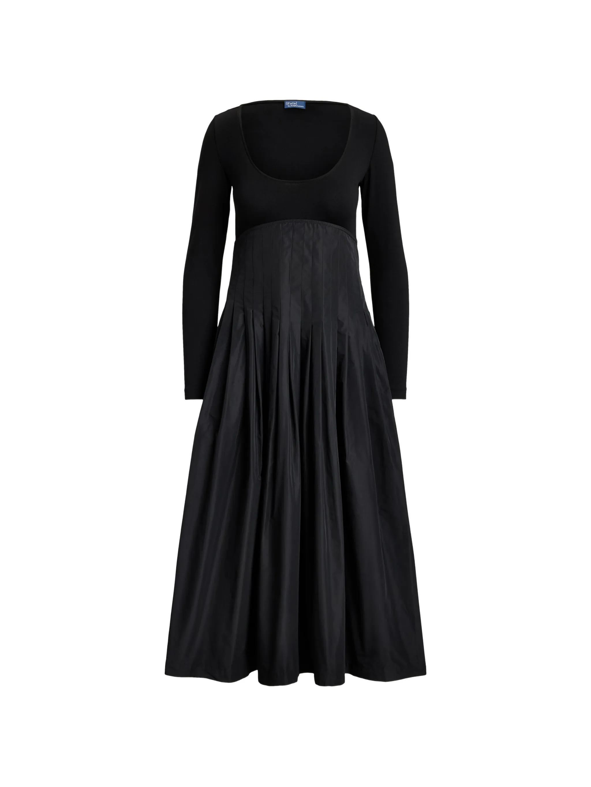 pleated long-sleeve midi dress