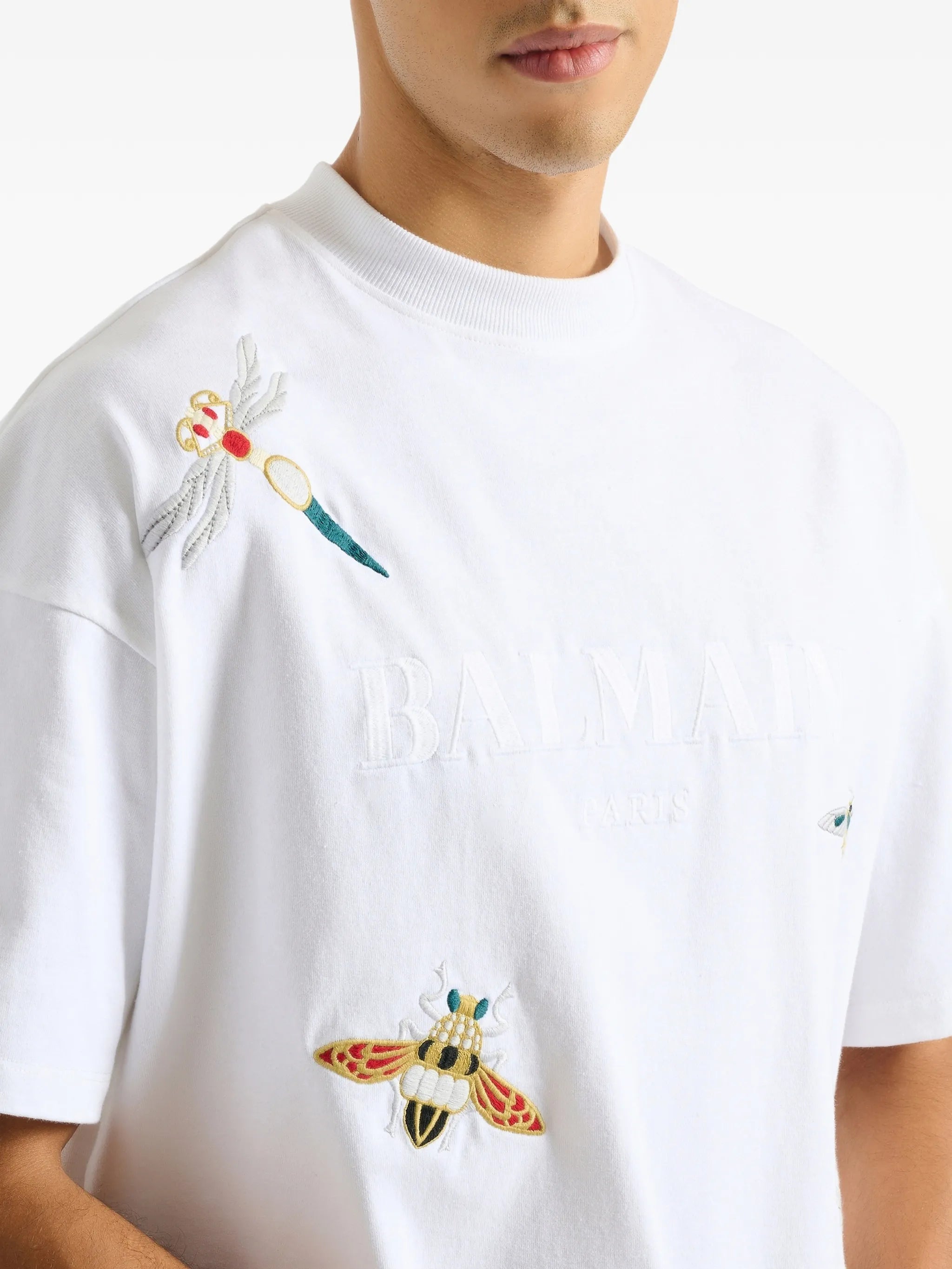 embroidered Balmain Insect T-shirt