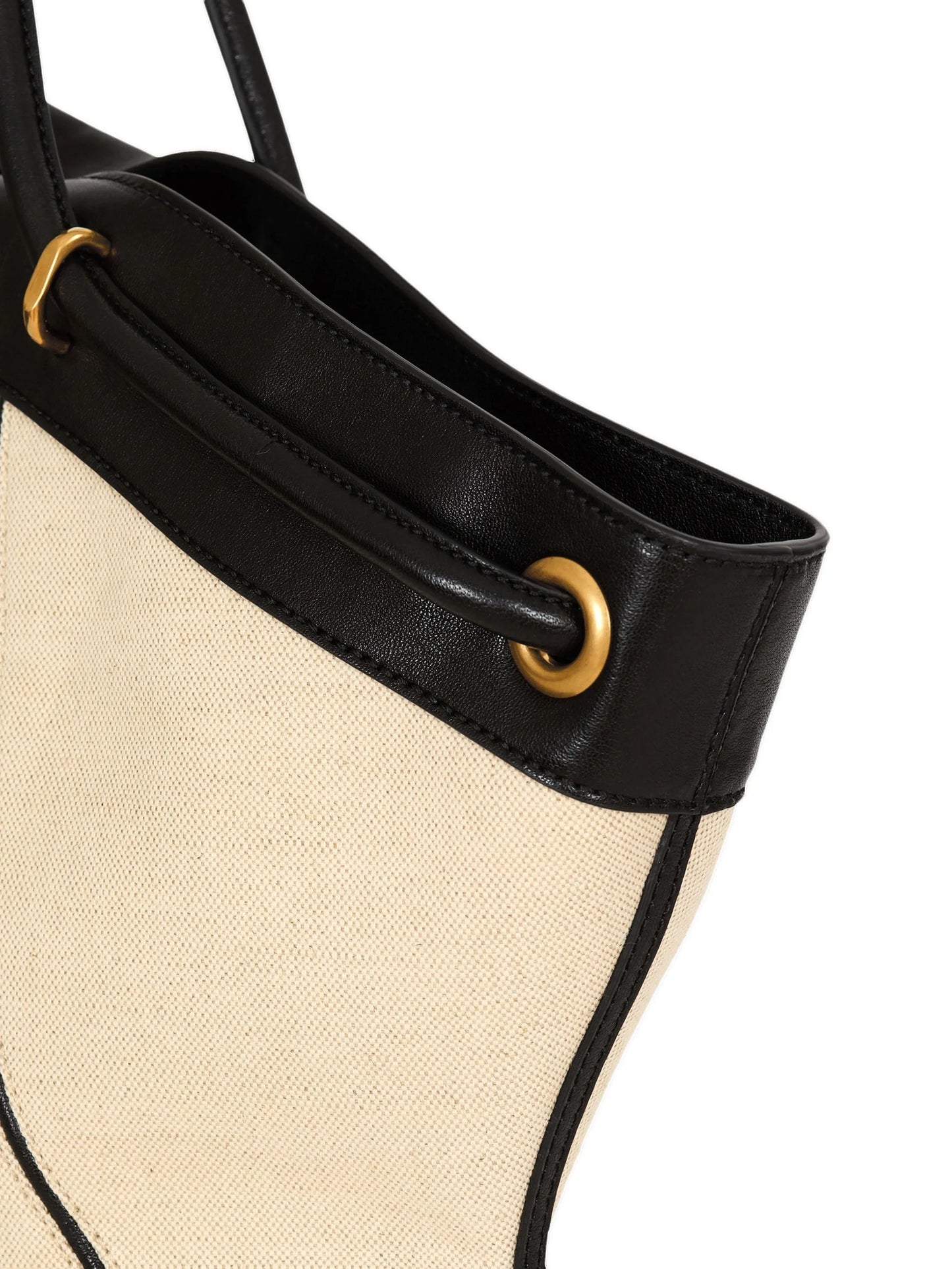 large tote in smooth leather and canvas