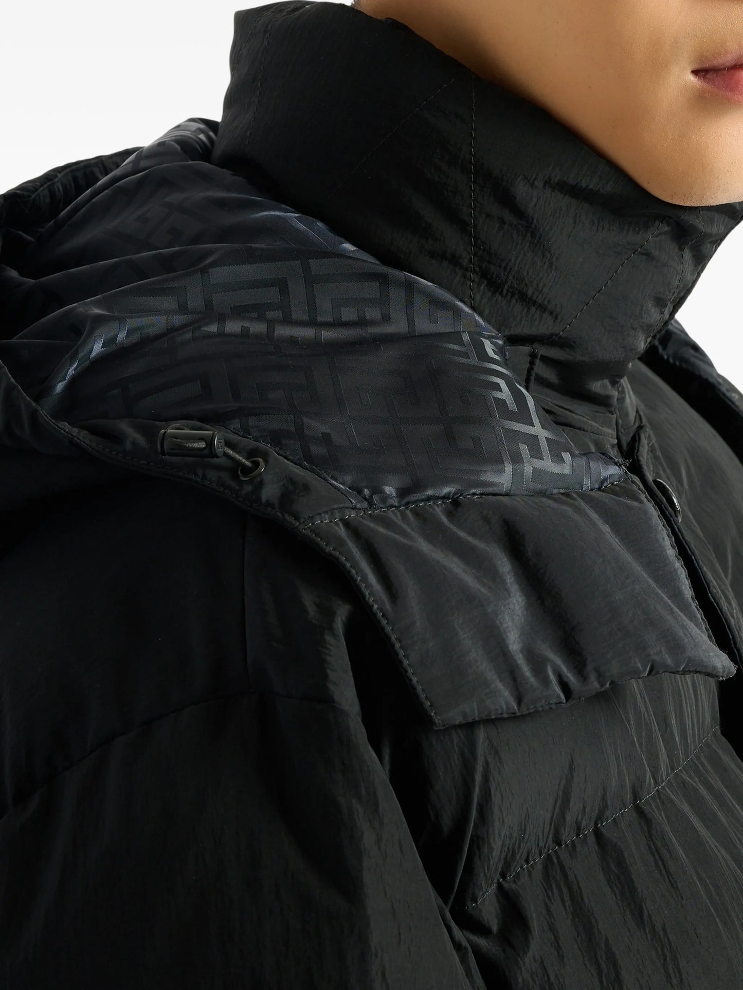 padded nylon and leather jacket