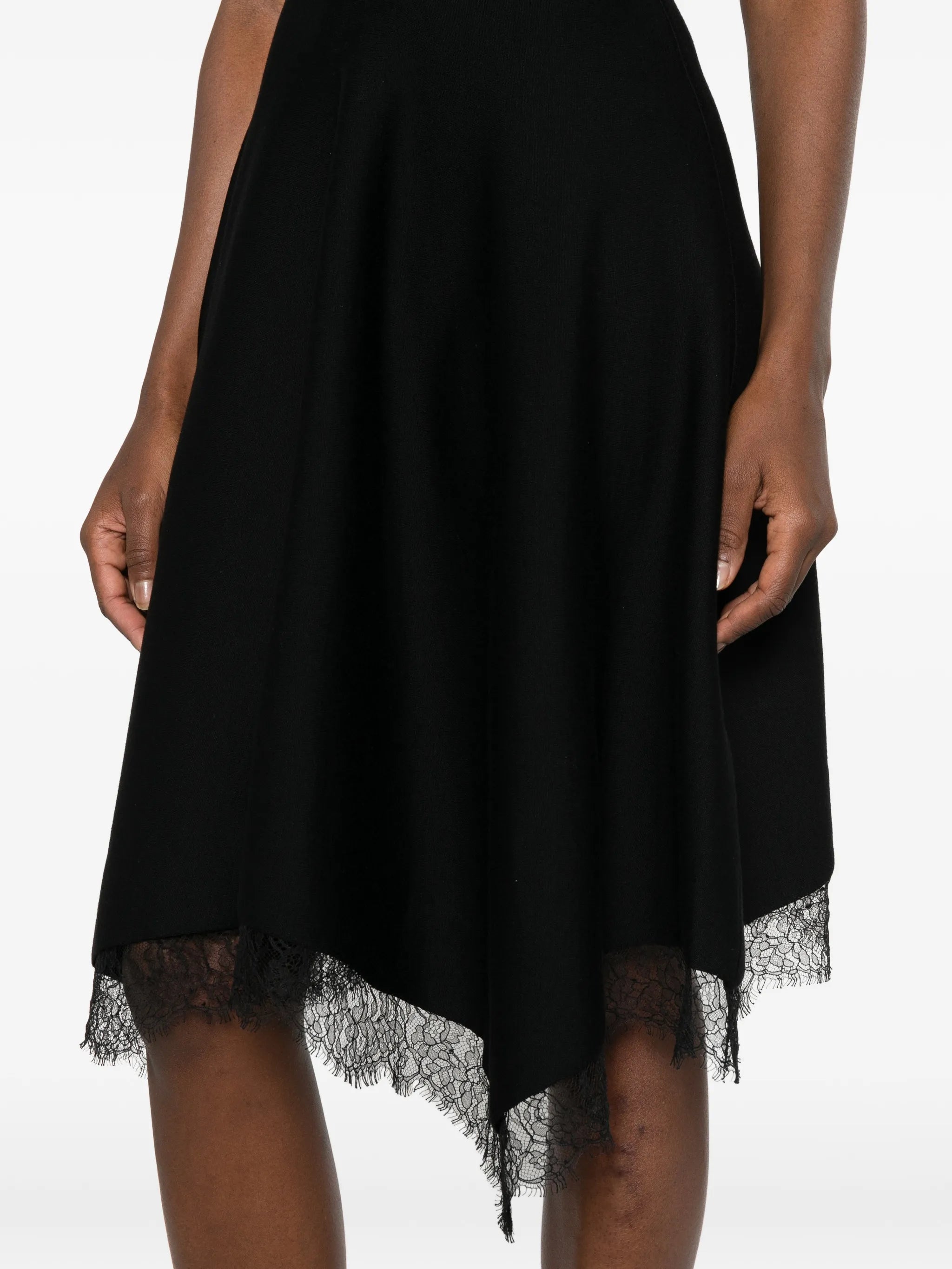 lace-trim asymmetric dress
