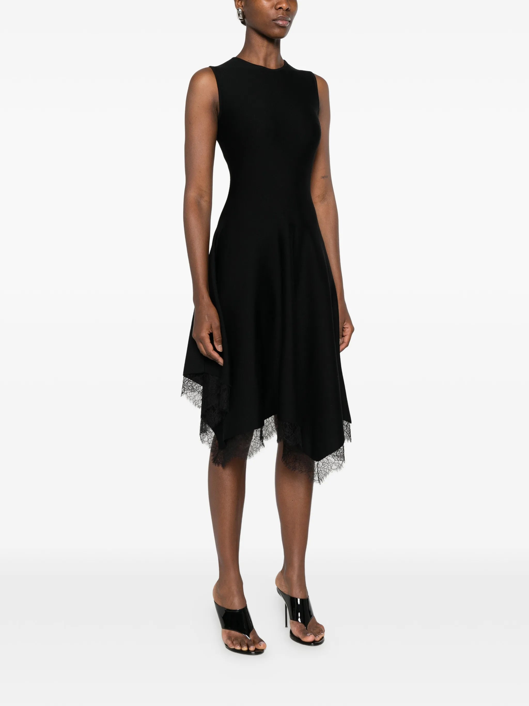 lace-trim asymmetric dress