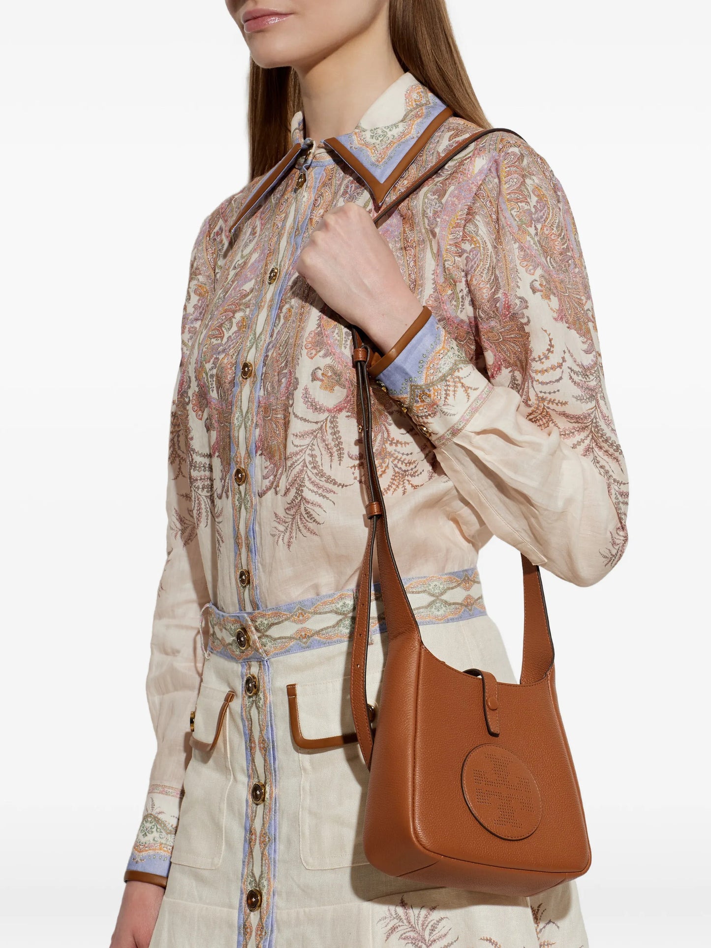 perforated-logo leather cross body bag