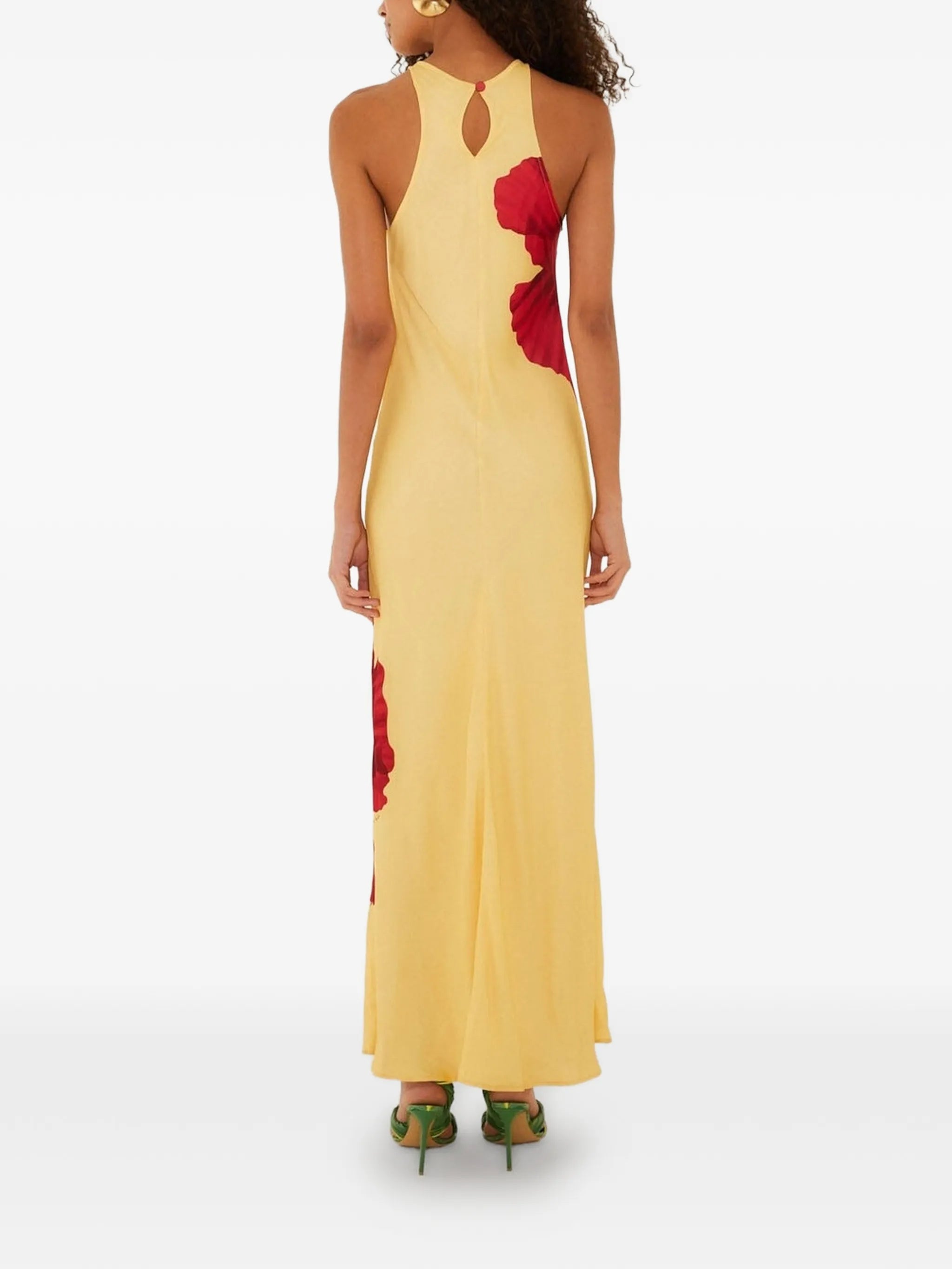 poppy-print sleeveless maxi dress