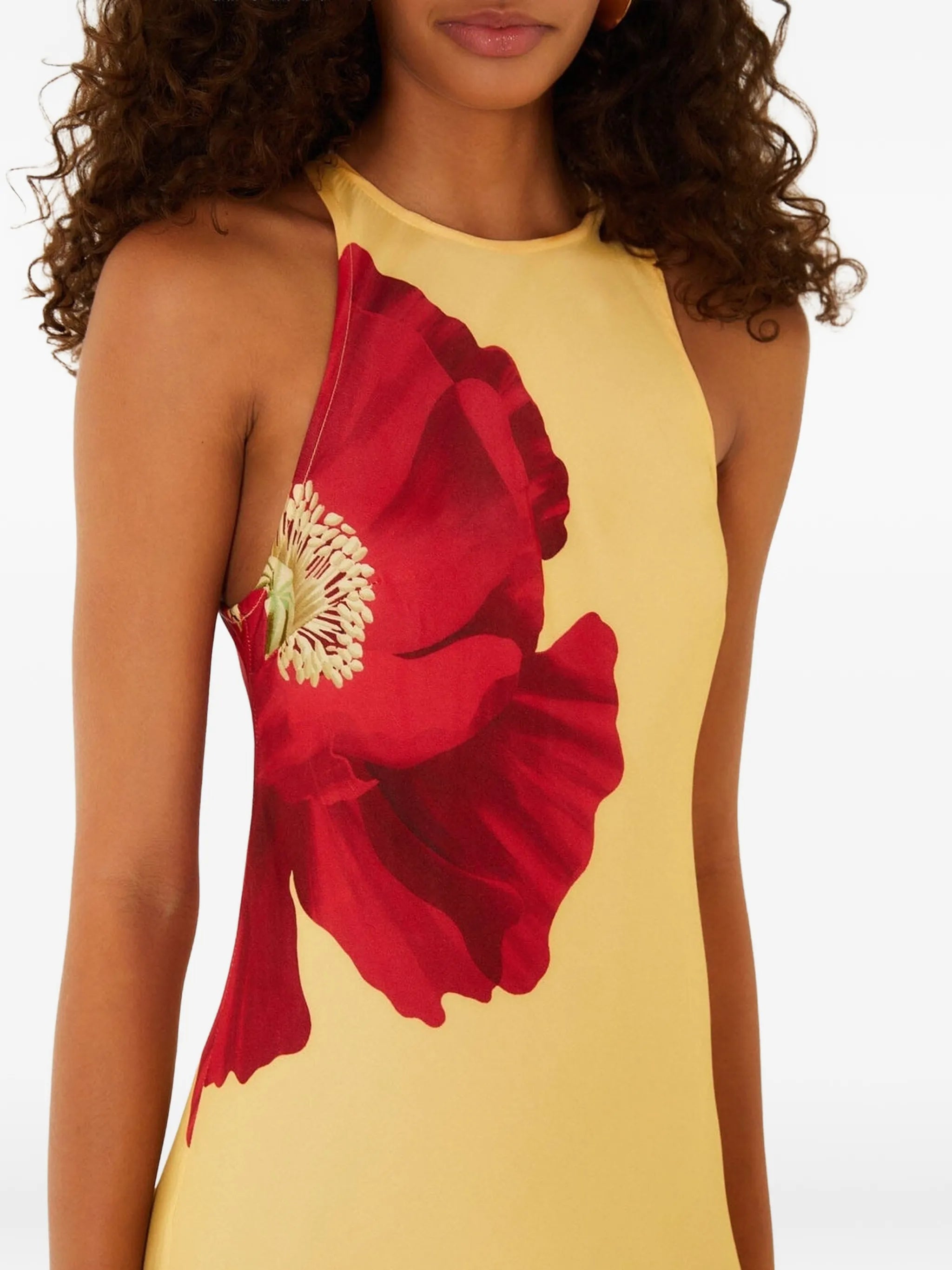 poppy-print sleeveless maxi dress