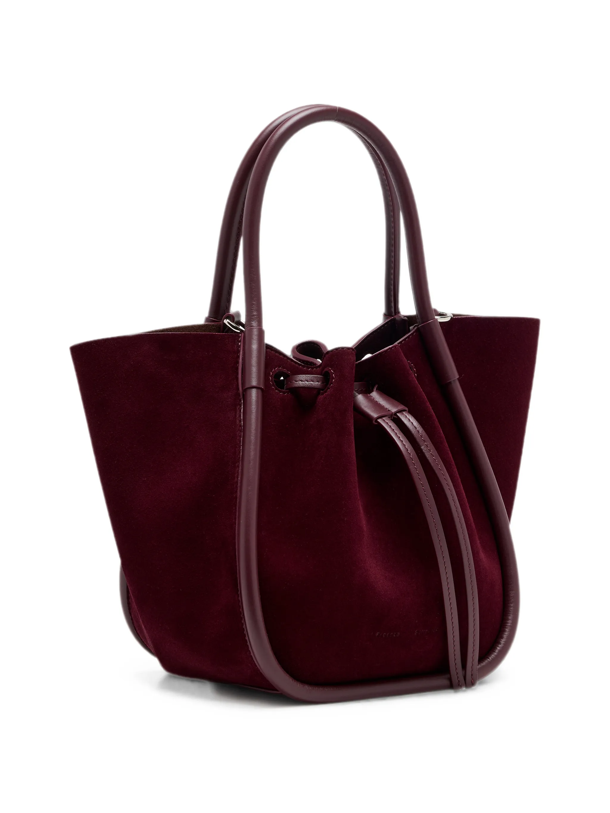 small Ruched tote in soft suede