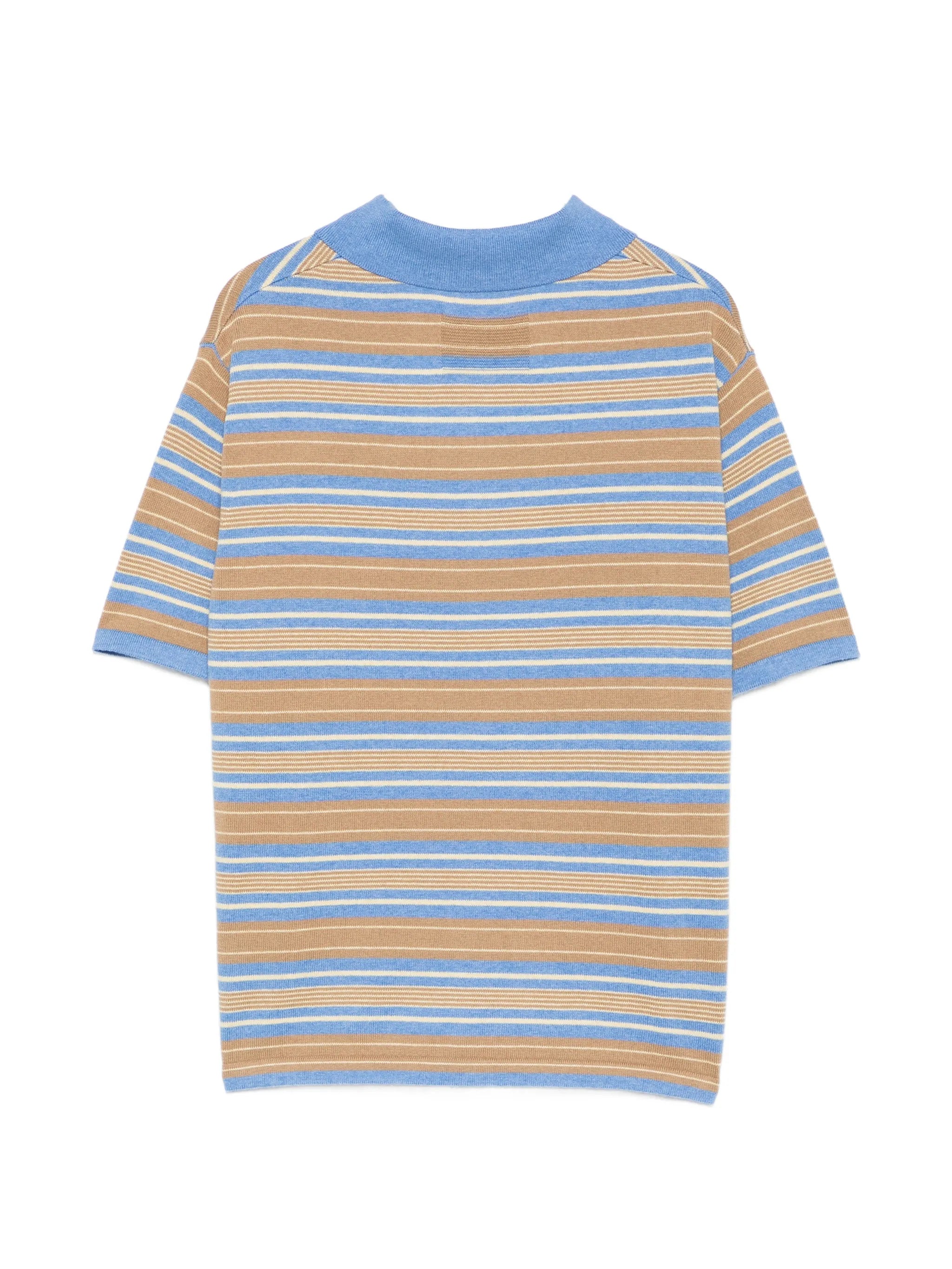 striped short-sleeve polo top