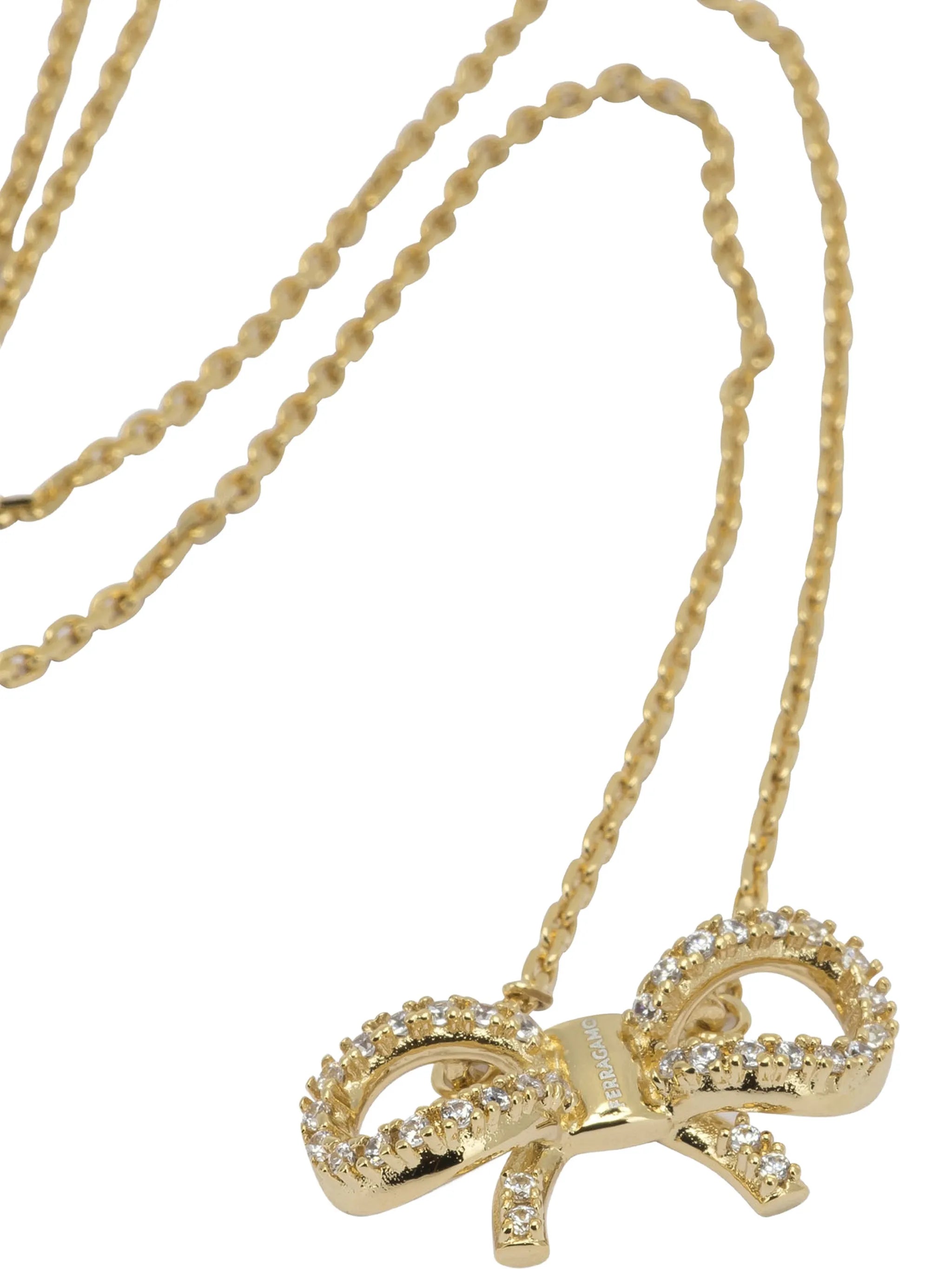 crystal-embellished bow necklace