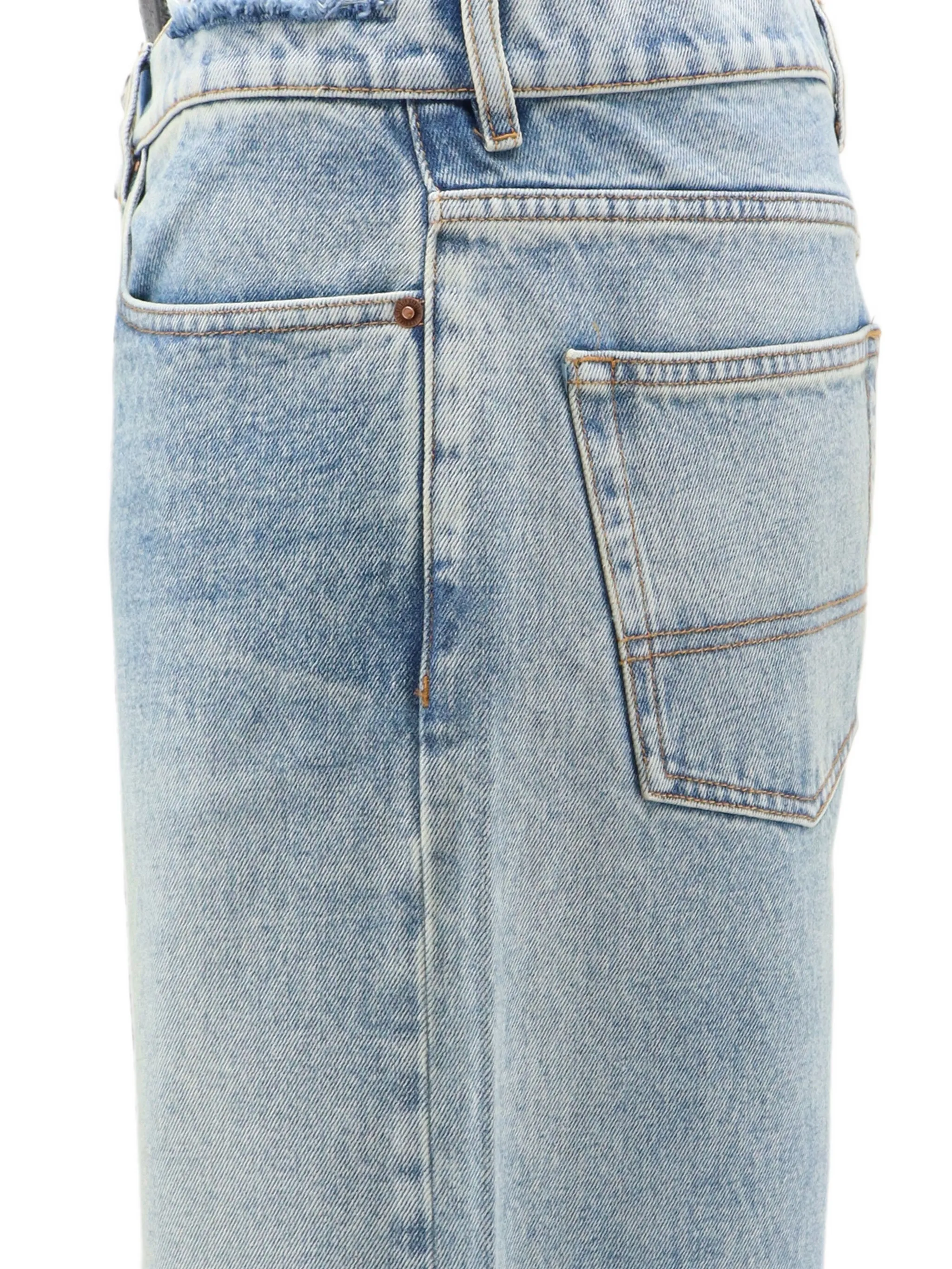 faded-effect wide-leg jeans