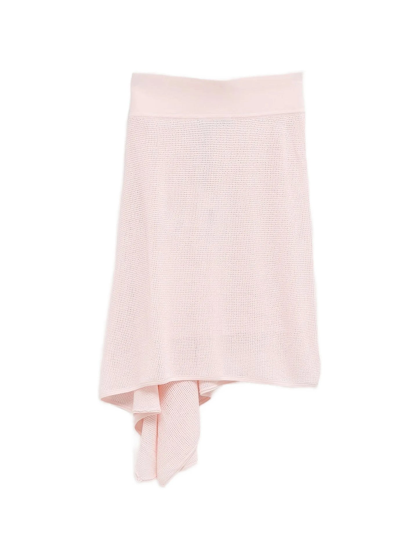 The Voile asymmetric-hem open-knit midi skirt
