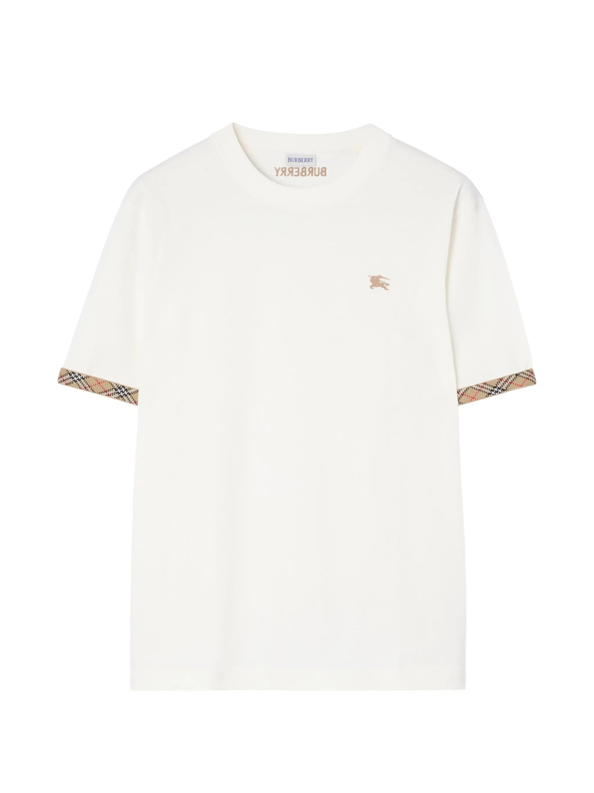 Check-trim cotton T-shirt