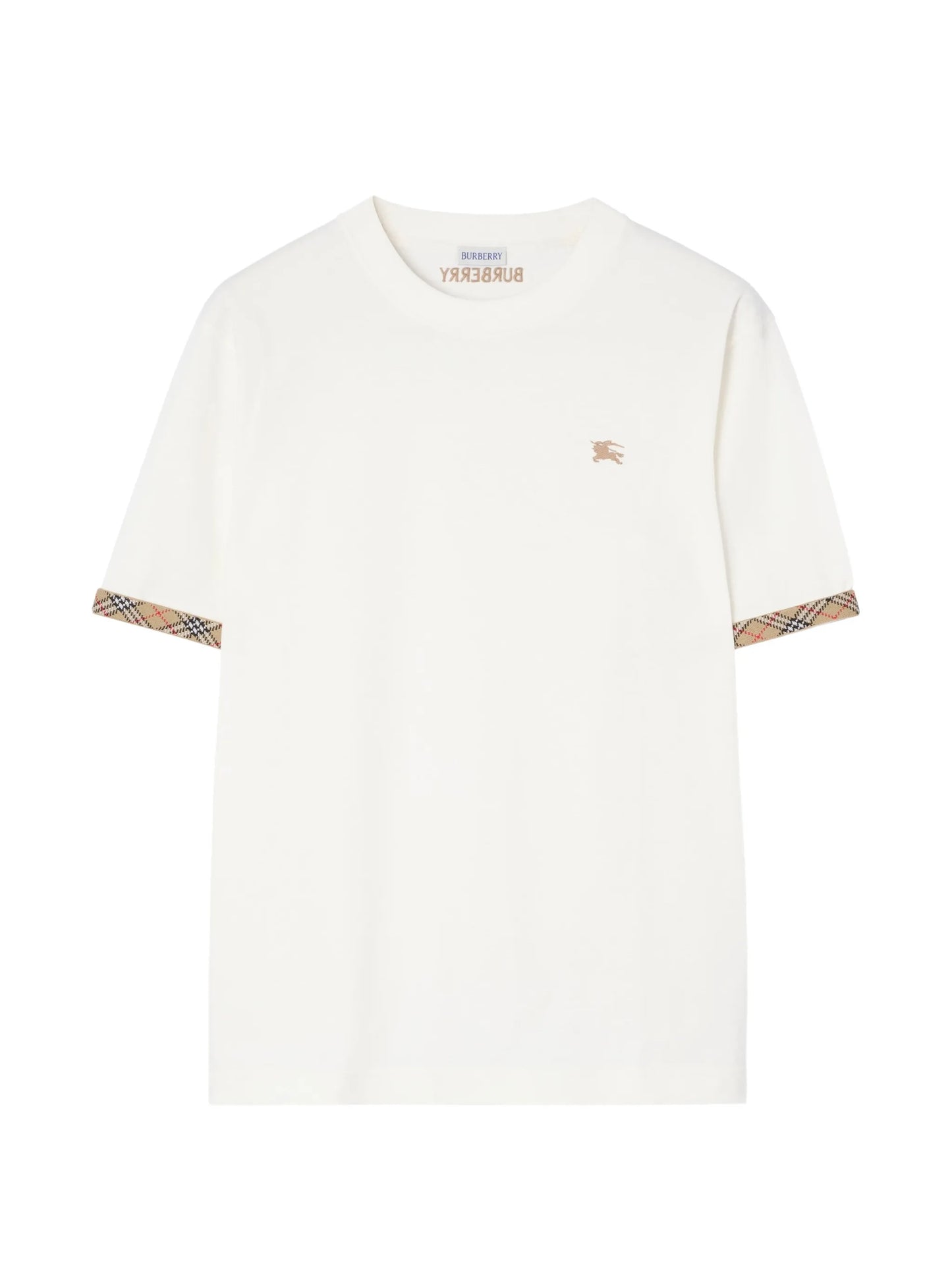 Check-trim cotton T-shirt