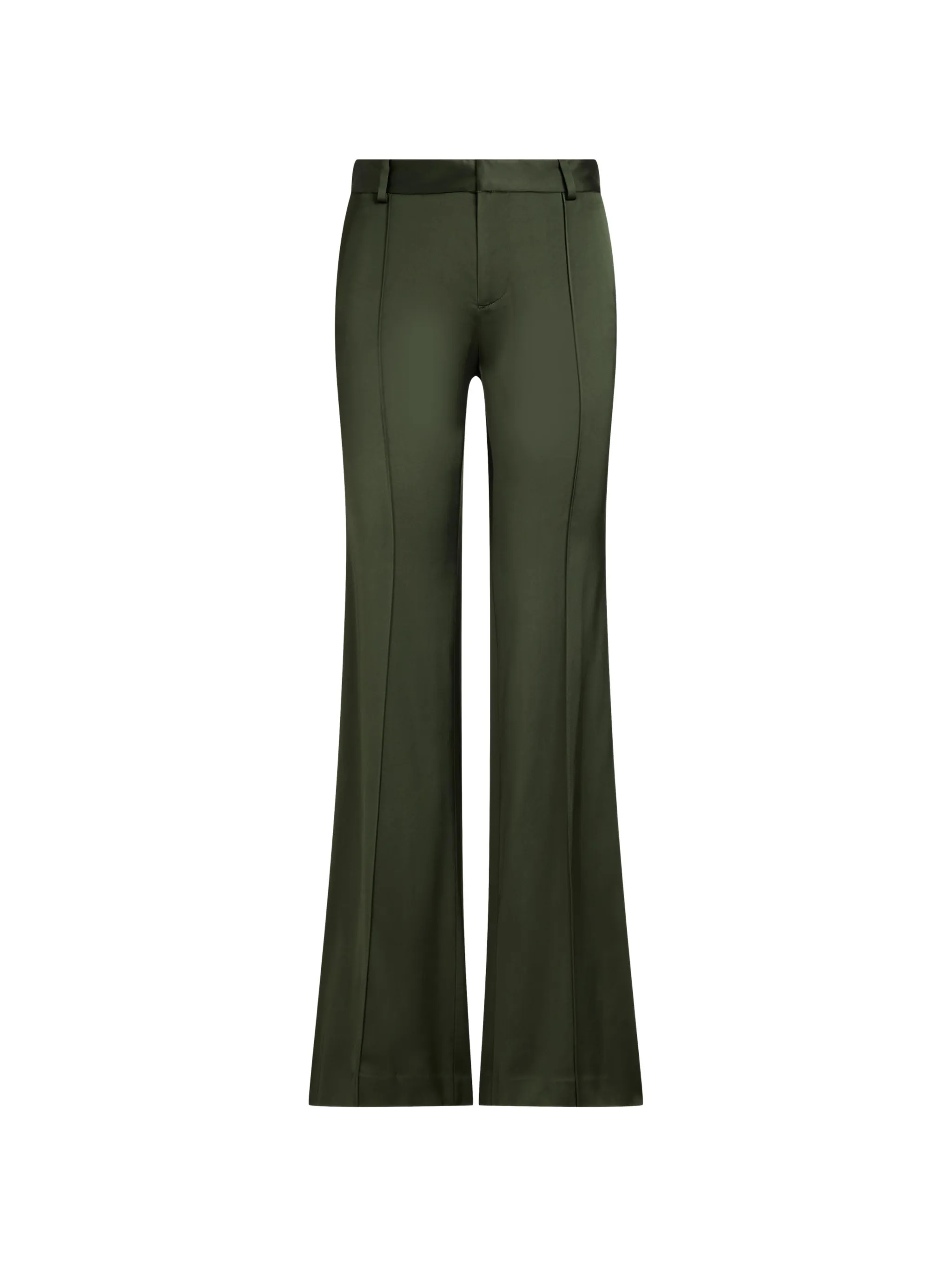 satin-finish flared trousers