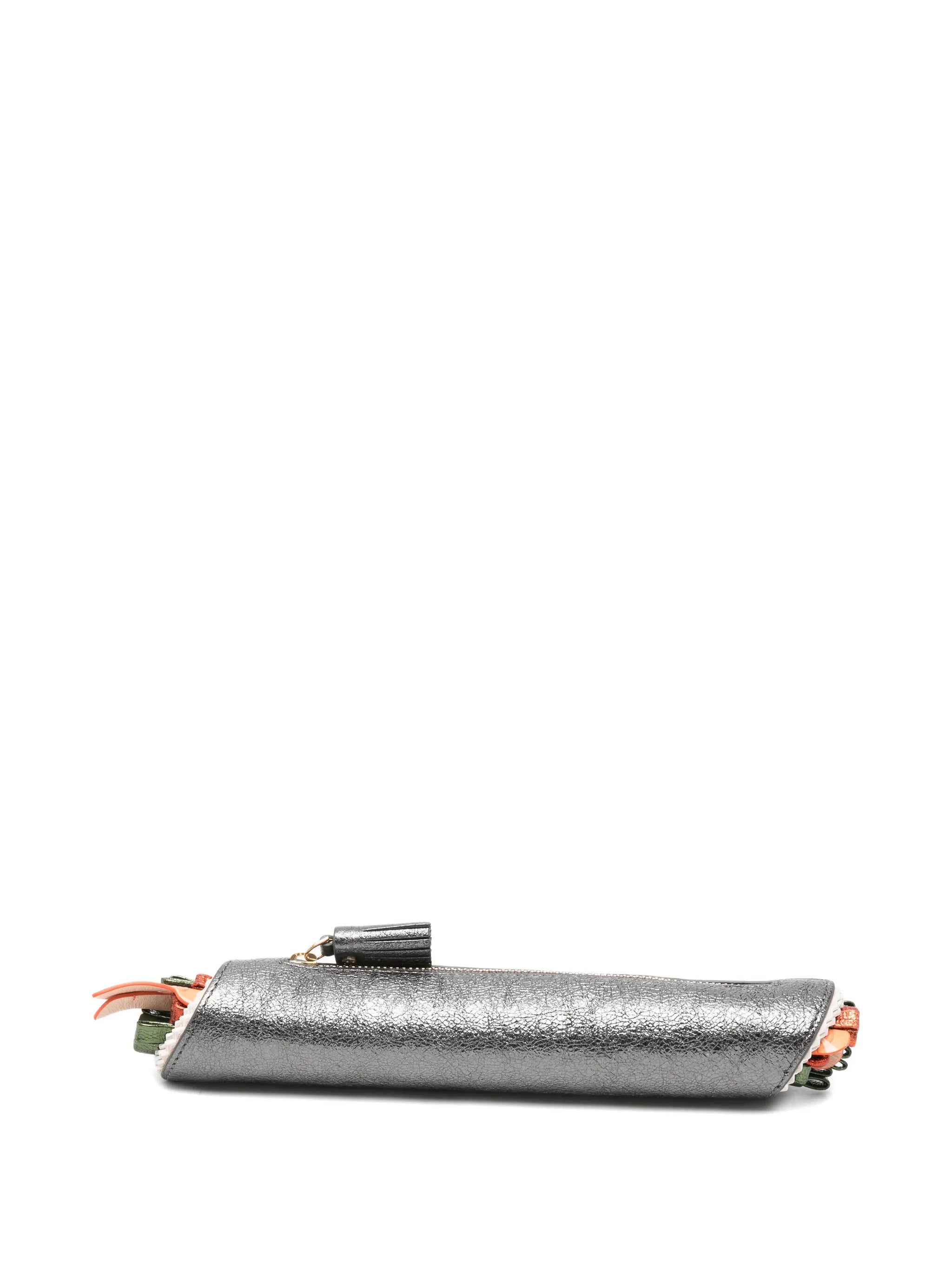 metallic-effect tassel-detail pencil case