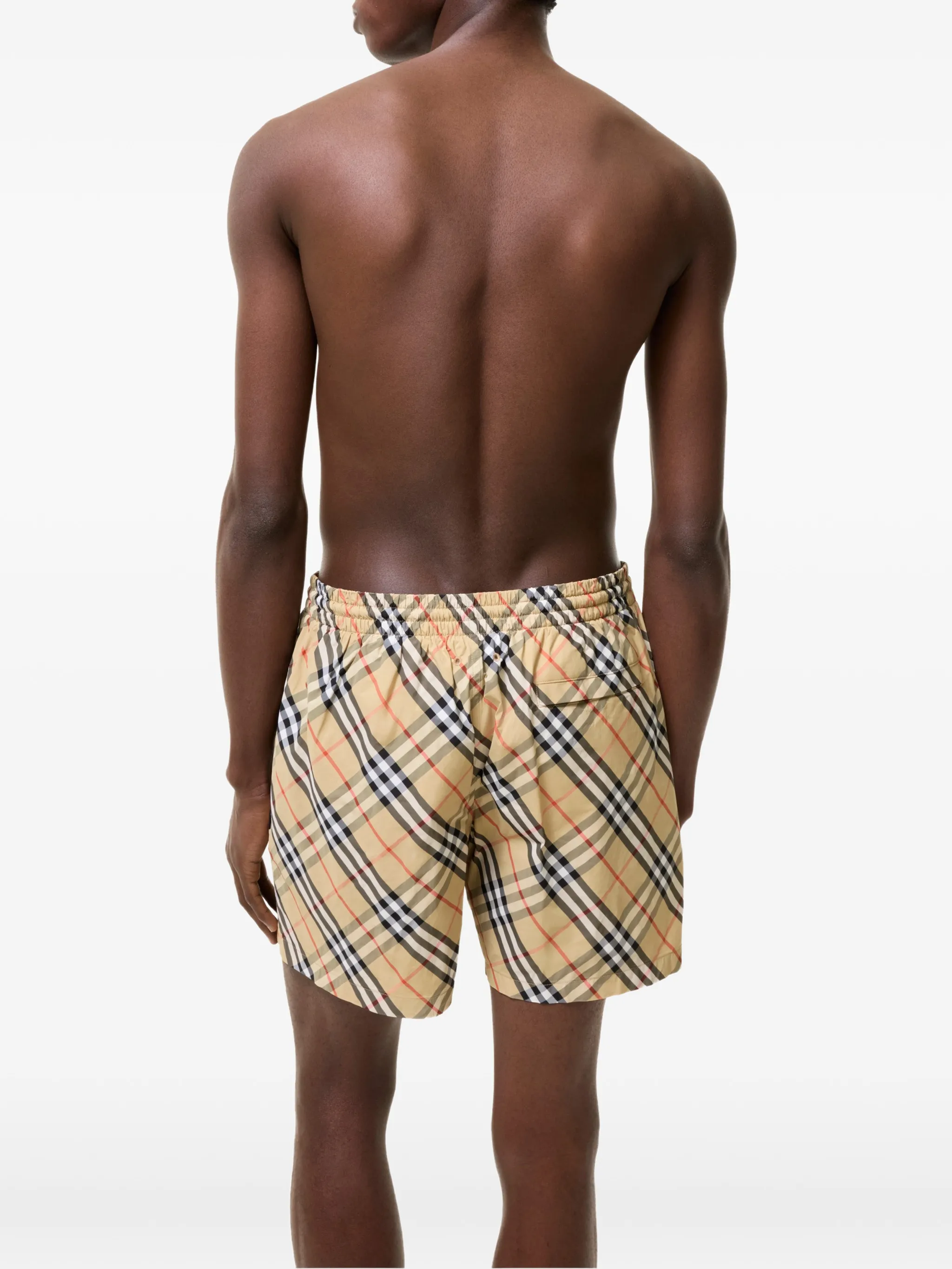 check-print drawstring swim shorts