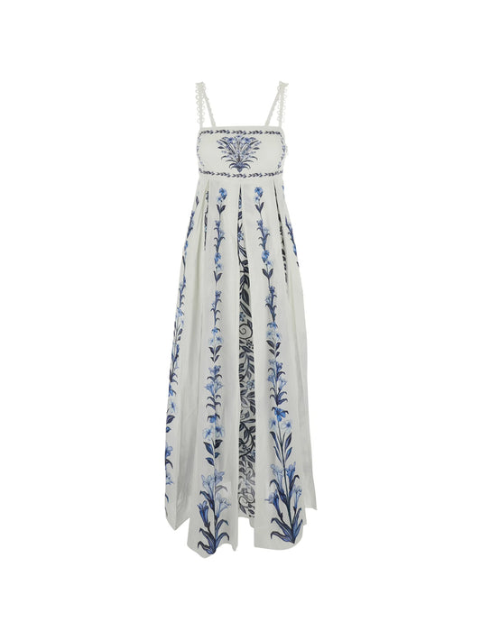 Flowers Arch Pleats maxi dress