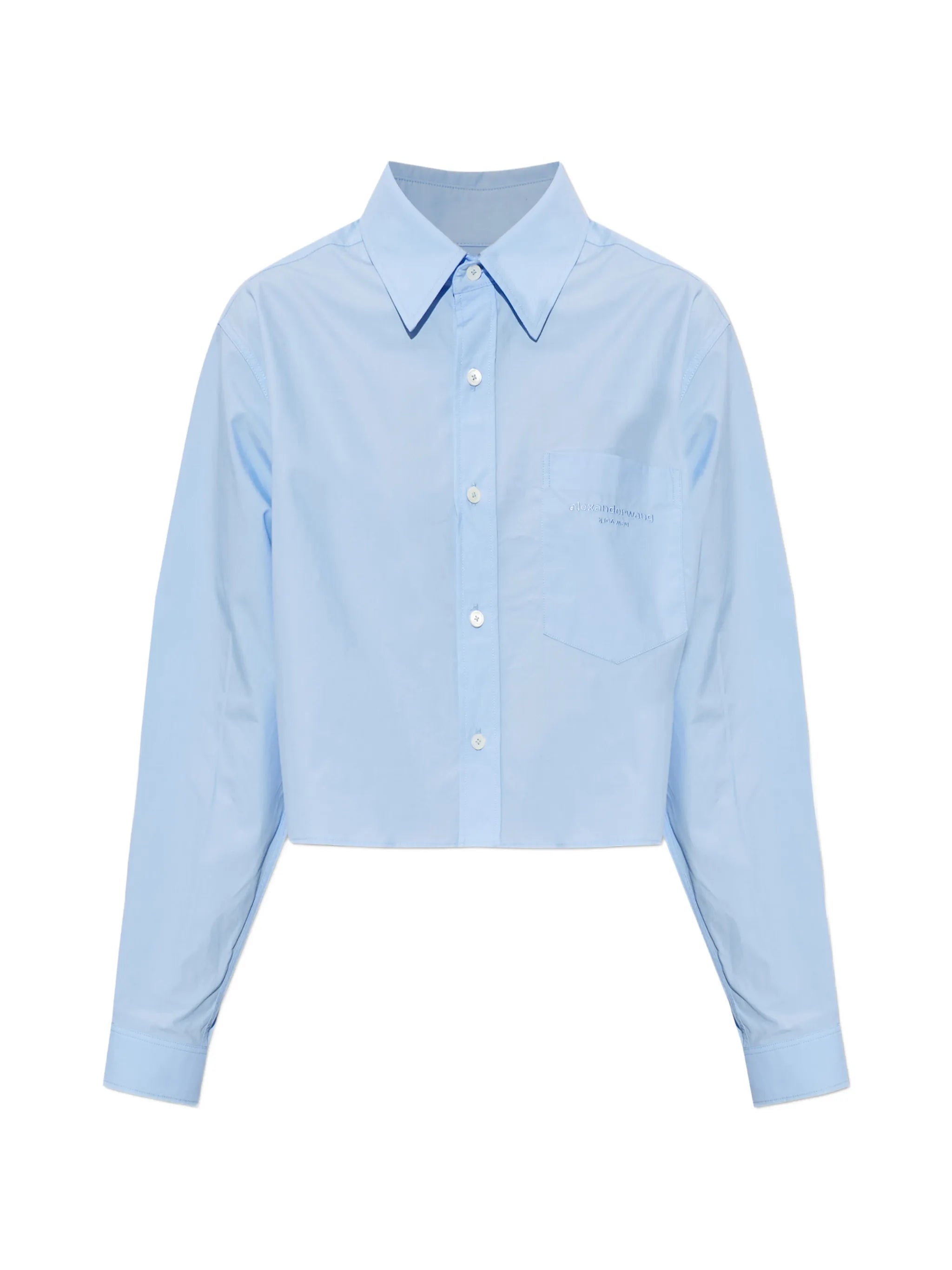 logo-embroidered cotton cropped shirt