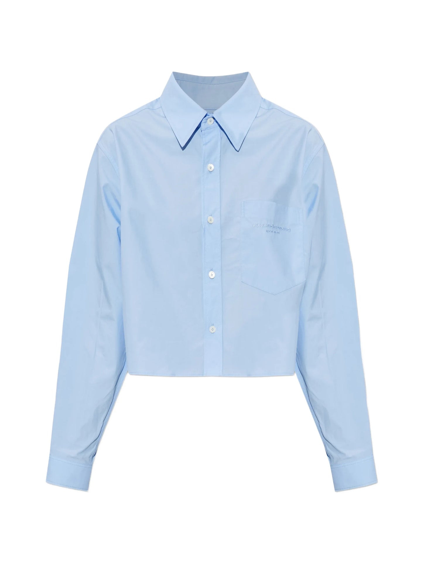 logo-embroidered cotton cropped shirt