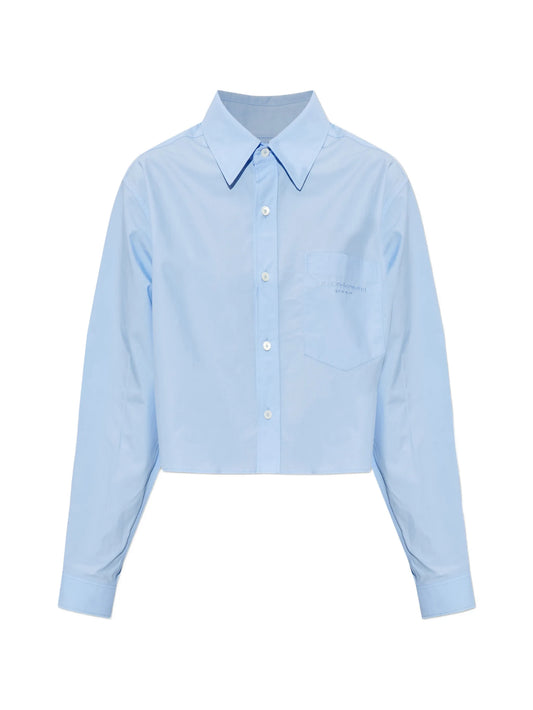 logo-embroidered cotton cropped shirt
