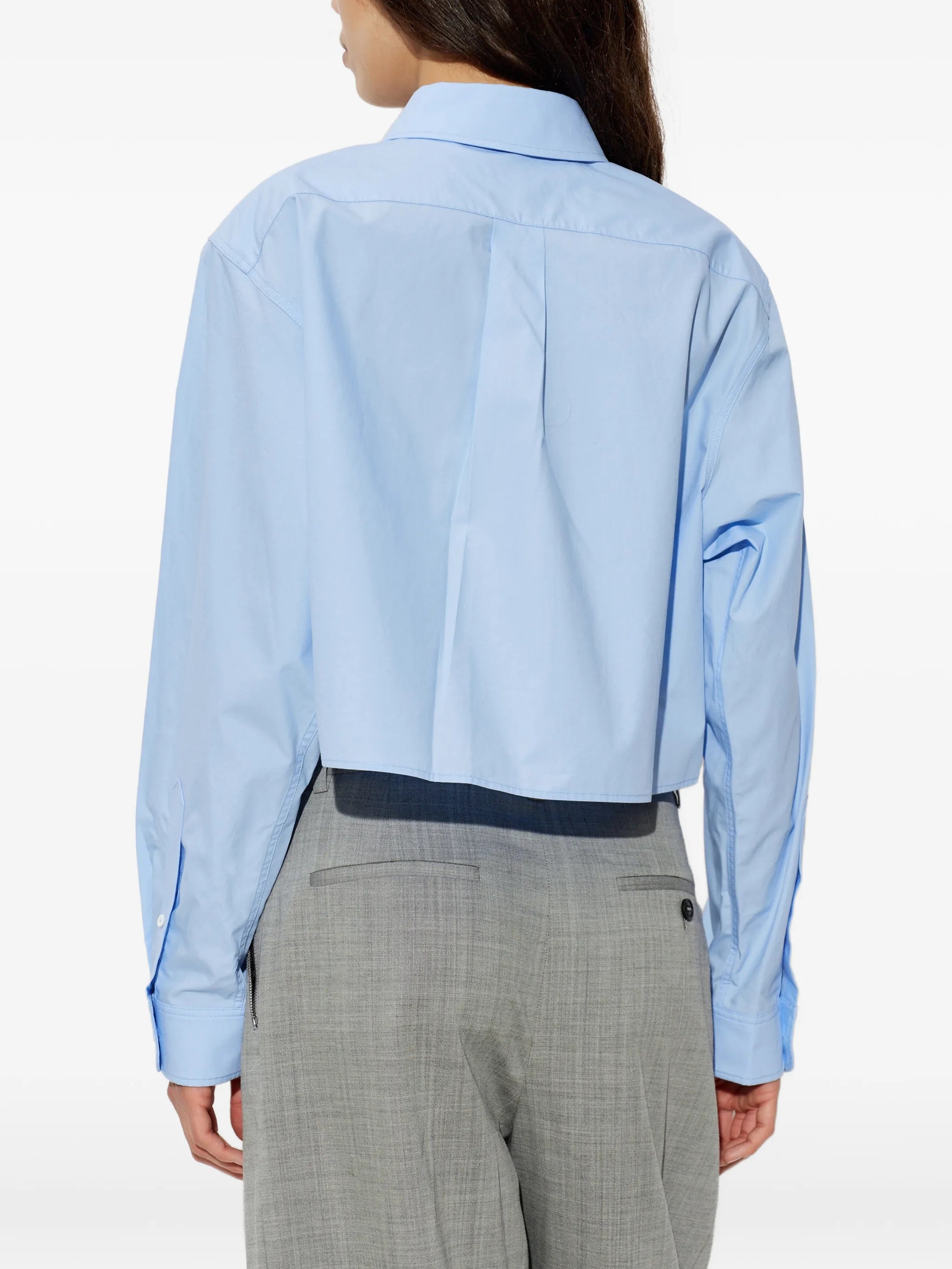 logo-embroidered cotton cropped shirt