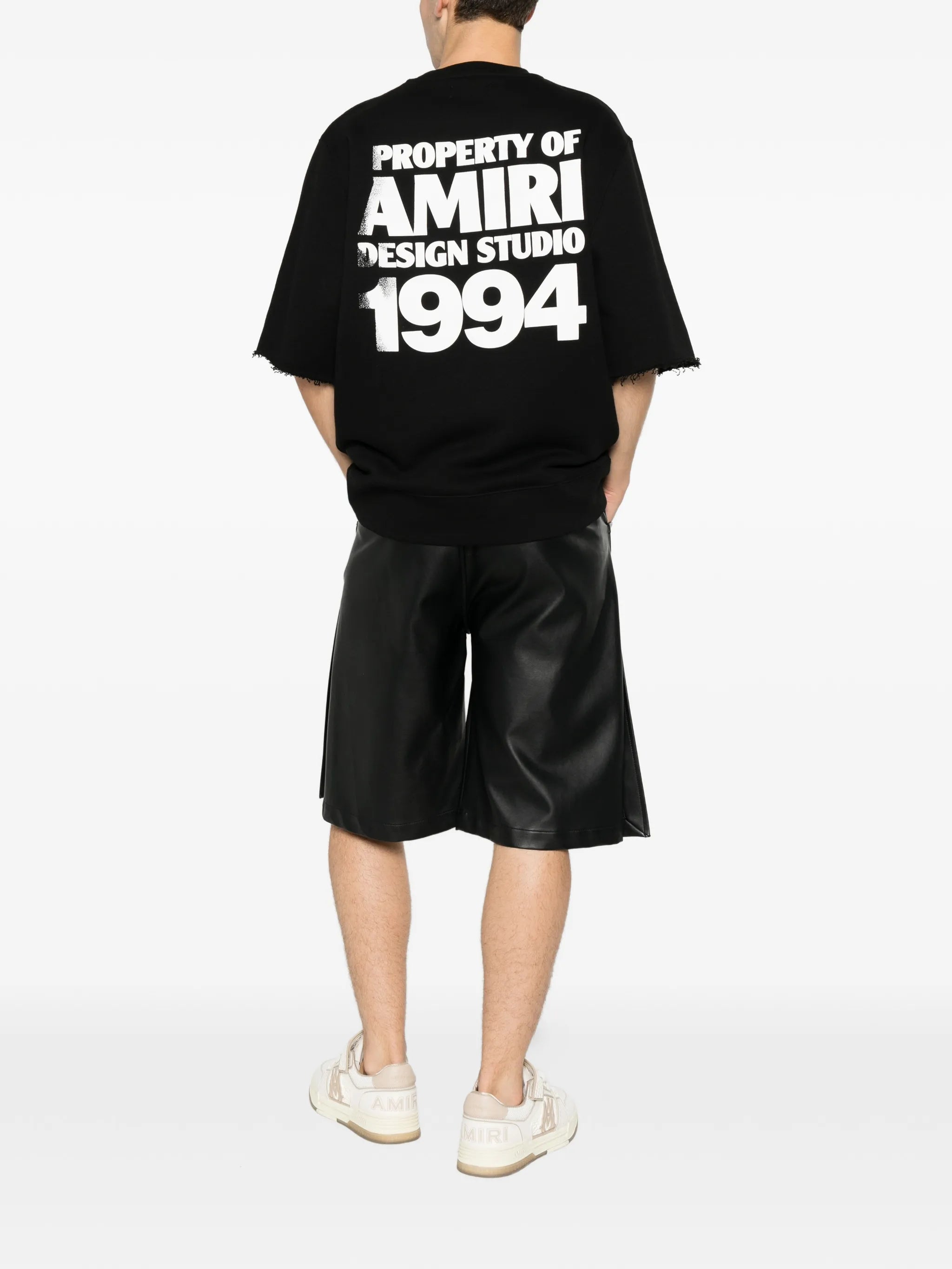 logo-print raw-edge T-shirt