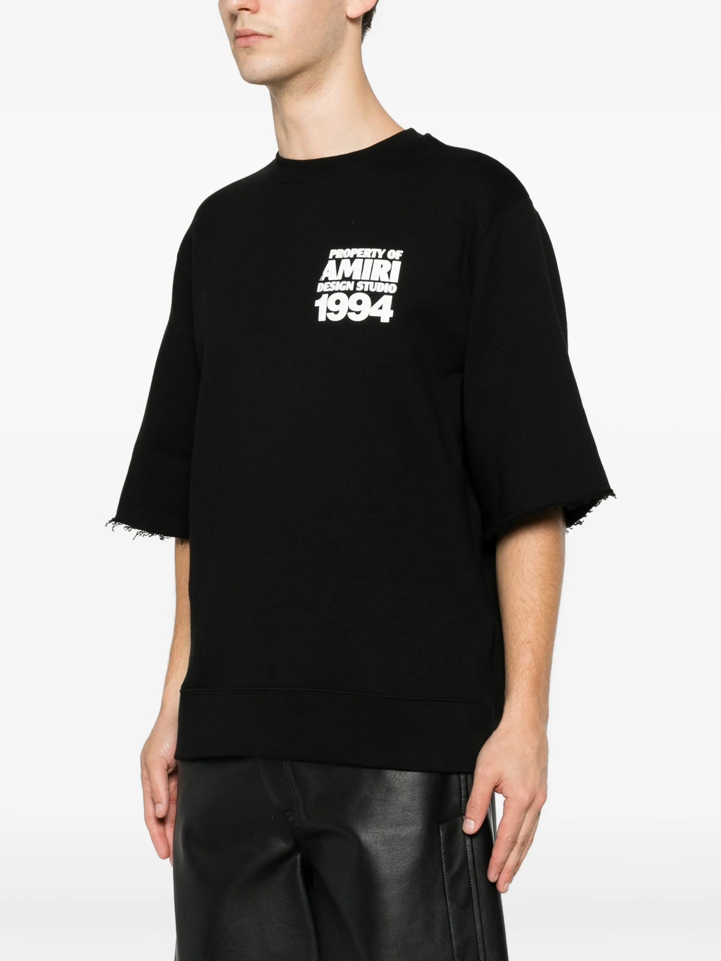 logo-print raw-edge T-shirt