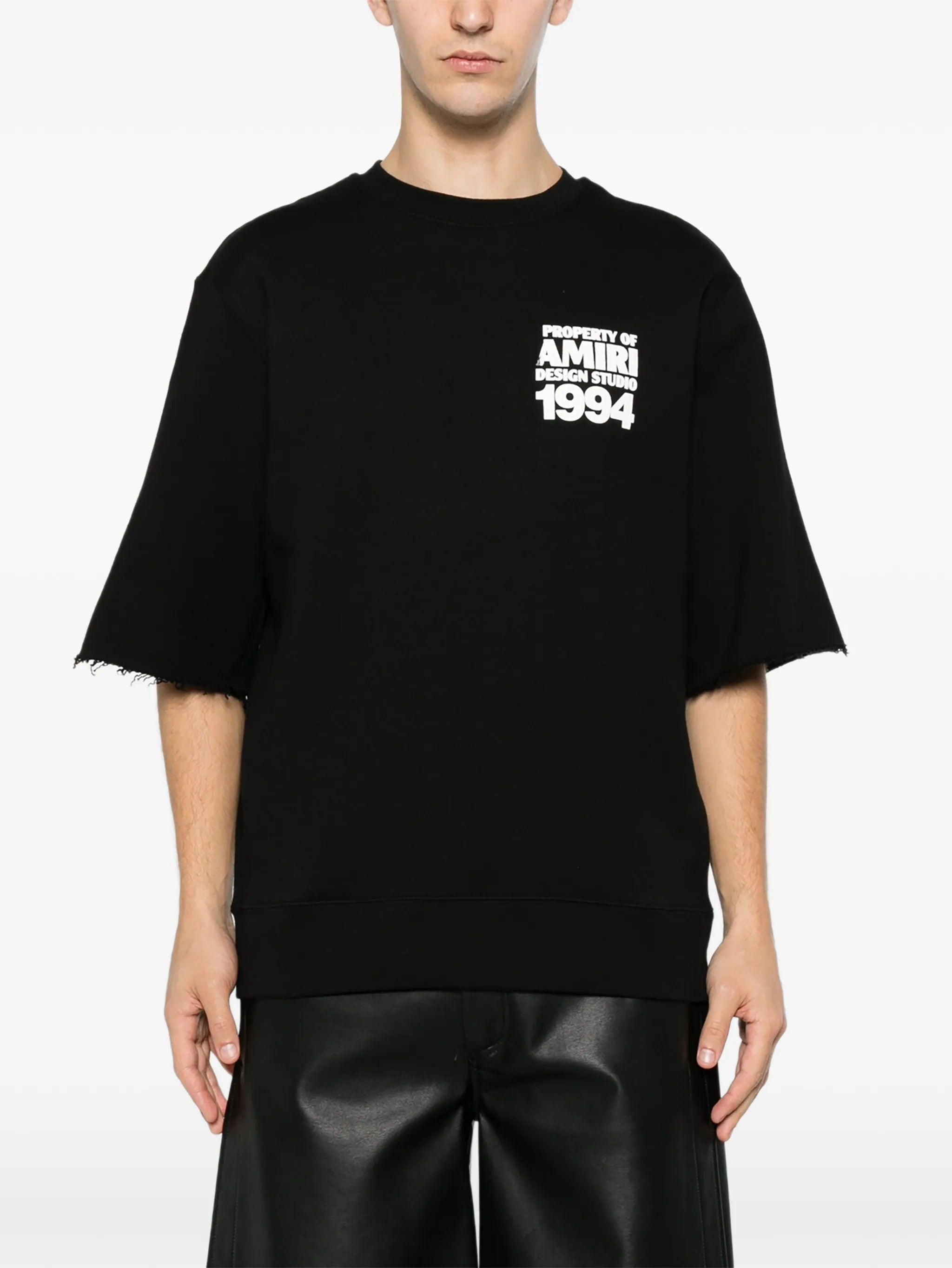 logo-print raw-edge T-shirt
