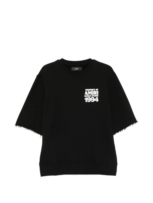 logo-print raw-edge T-shirt
