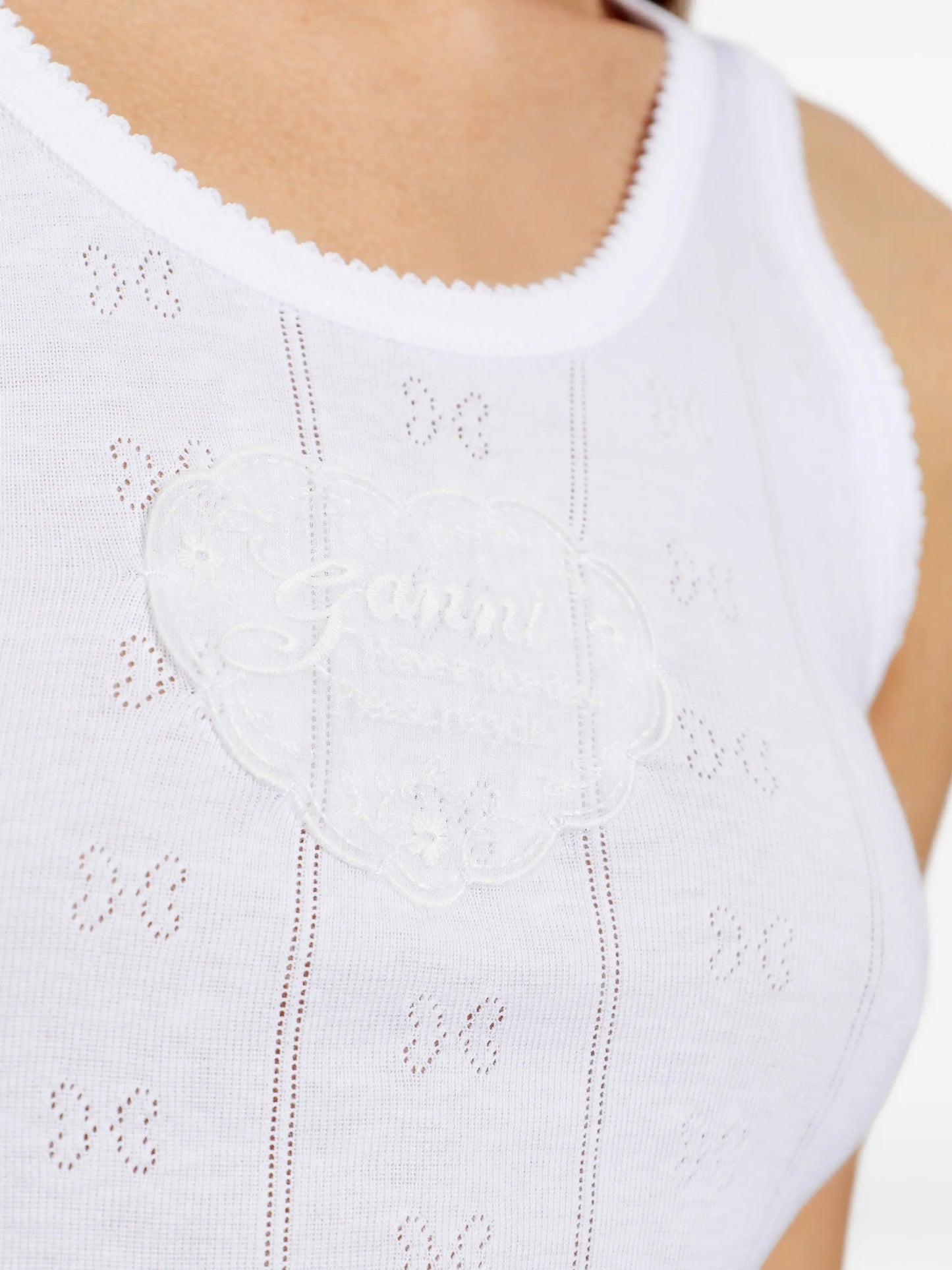 logo-patch pointelle-knit top