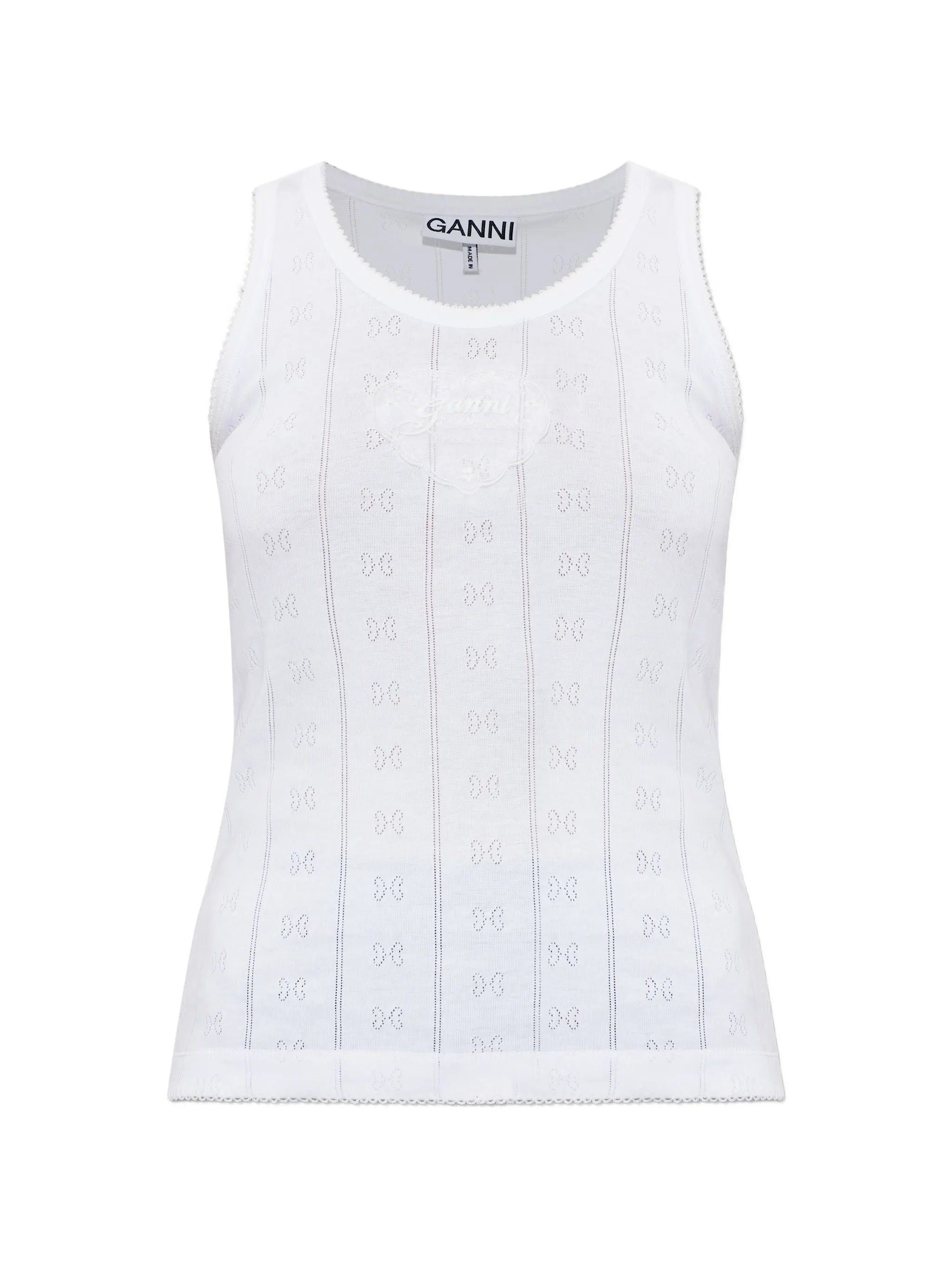 logo-patch pointelle-knit top