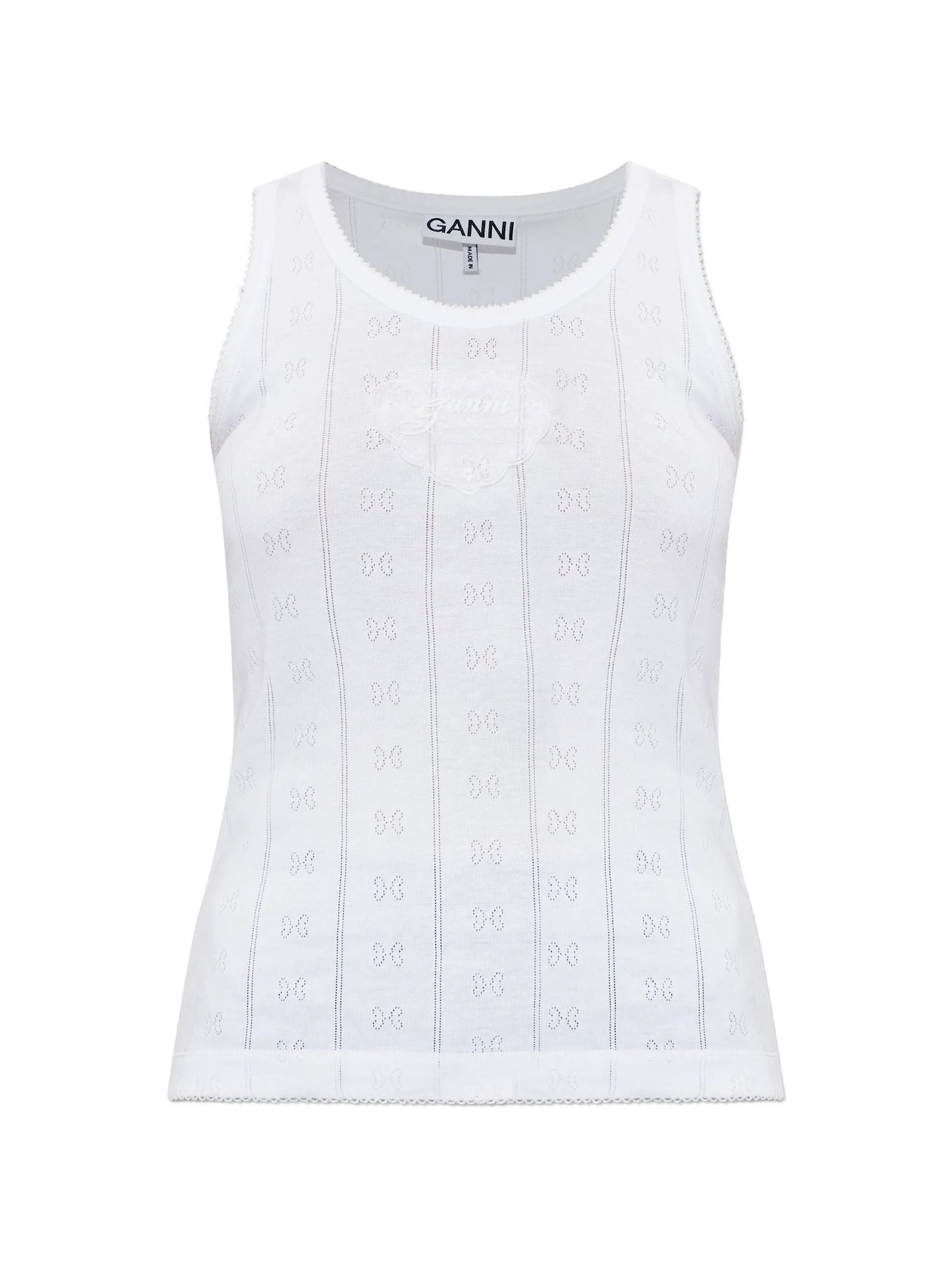 logo-patch pointelle-knit top
