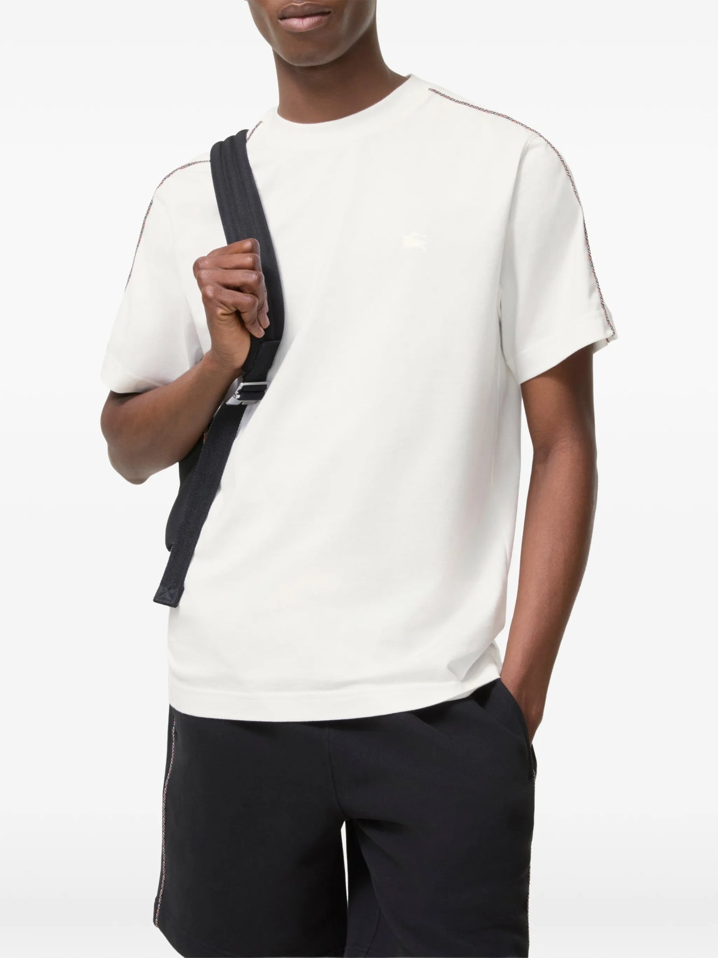 Check piping cotton T-shirt