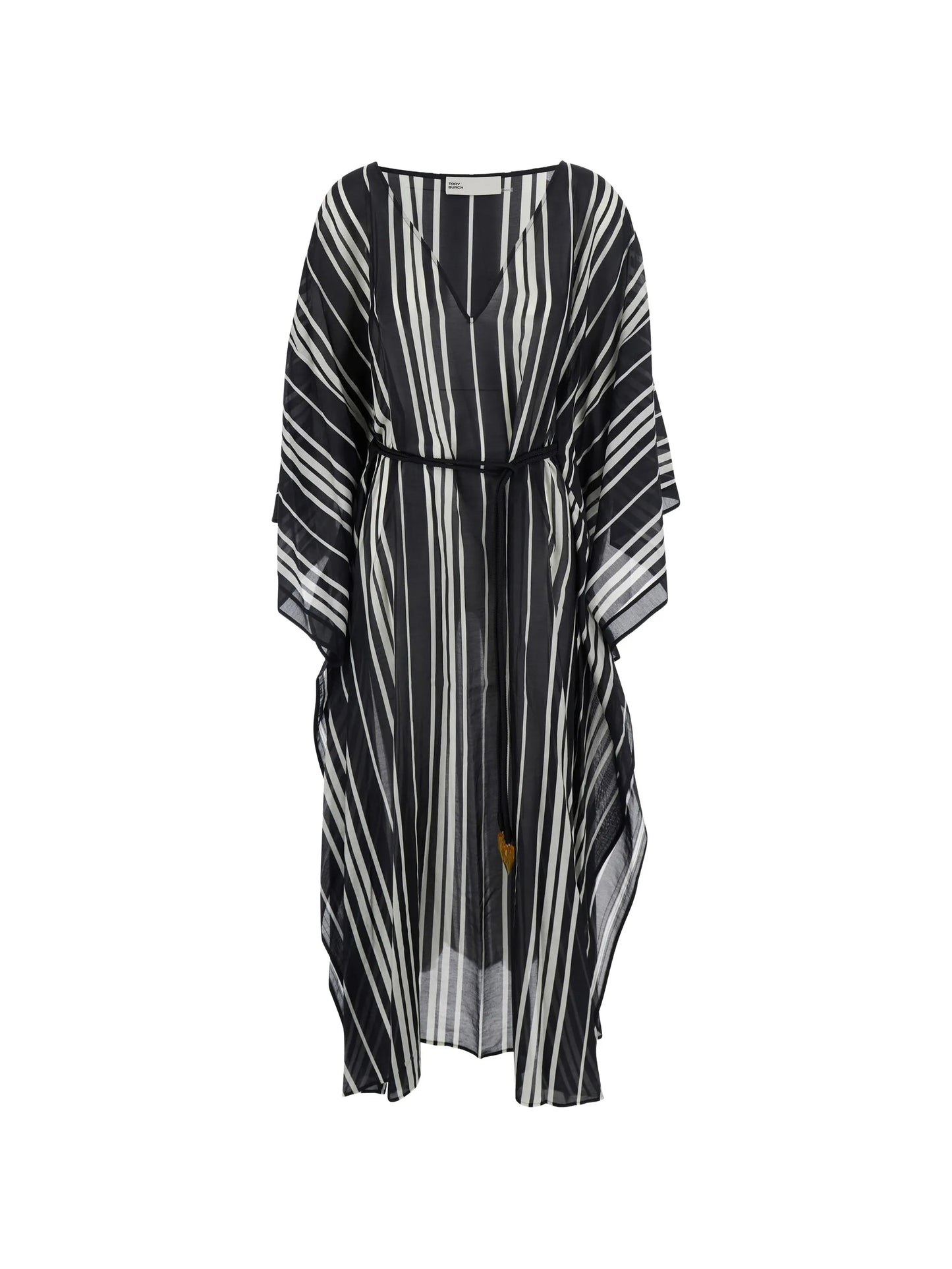 belted striped caftan