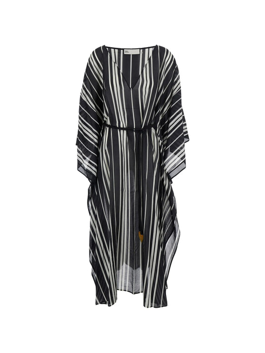 belted striped caftan