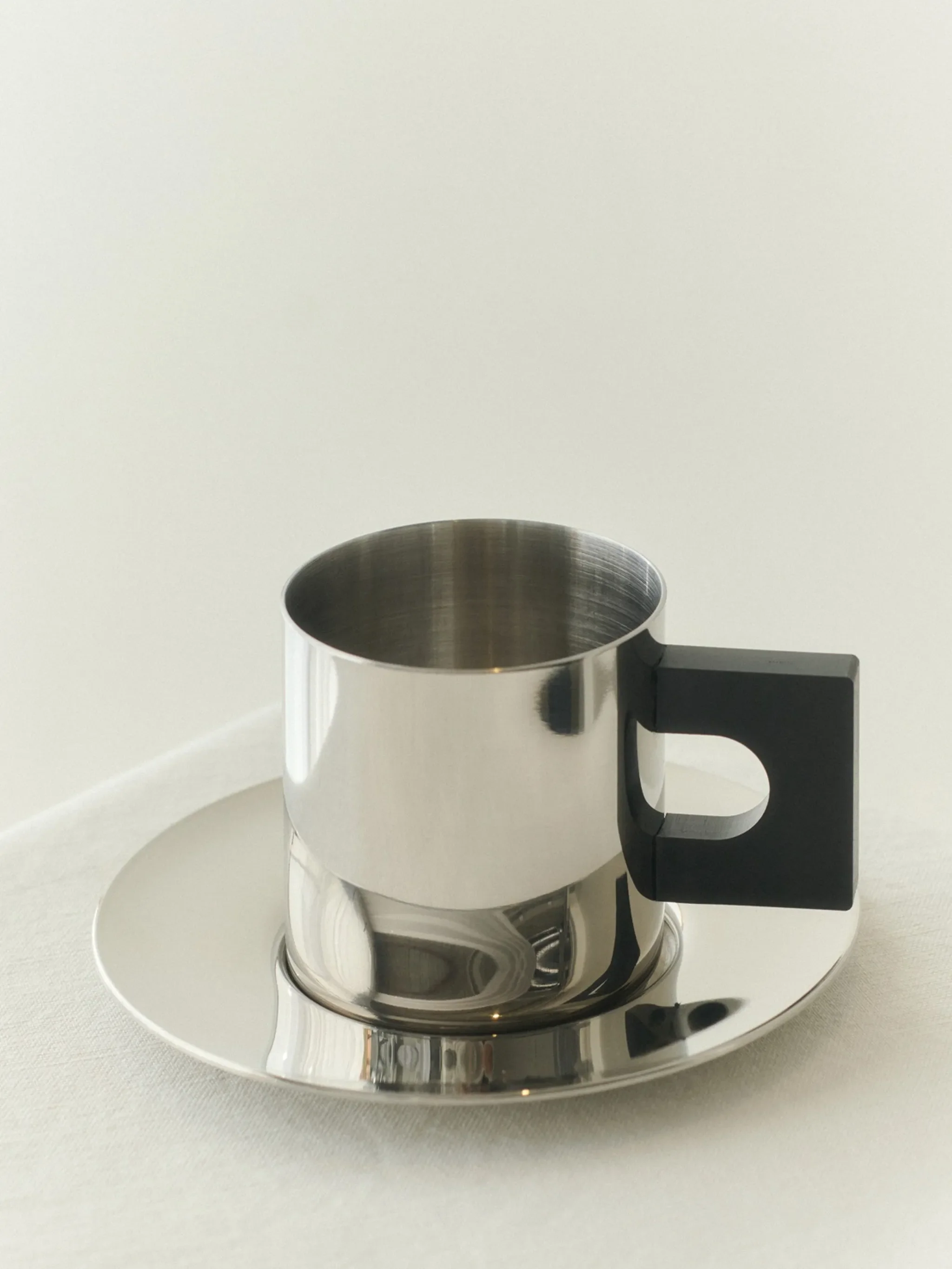 S.R geometric-handle cup and saucer