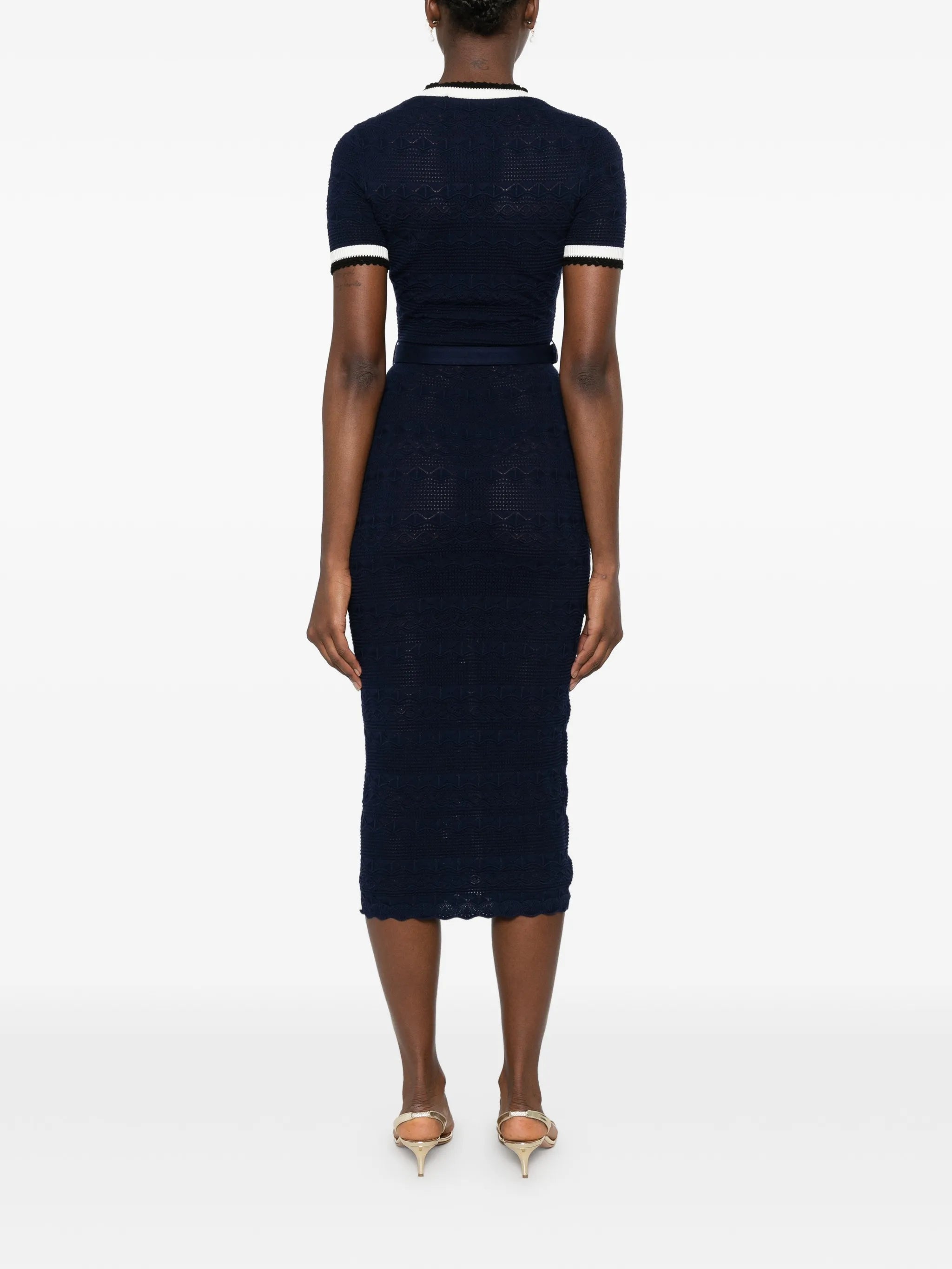 belted bow-detail midi dress