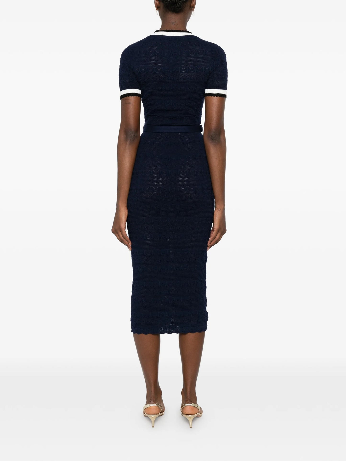 belted bow-detail midi dress