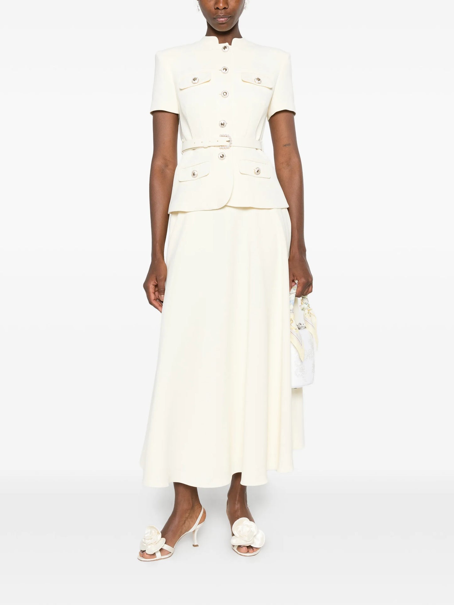 belted-detail button-up maxi dress