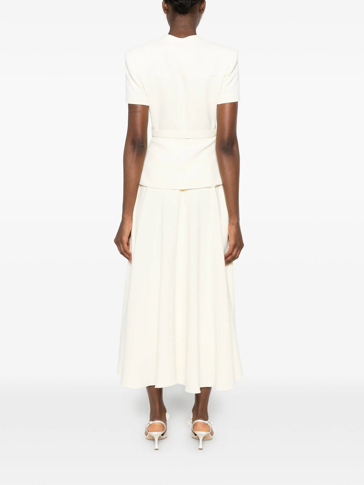 belted-detail button-up maxi dress