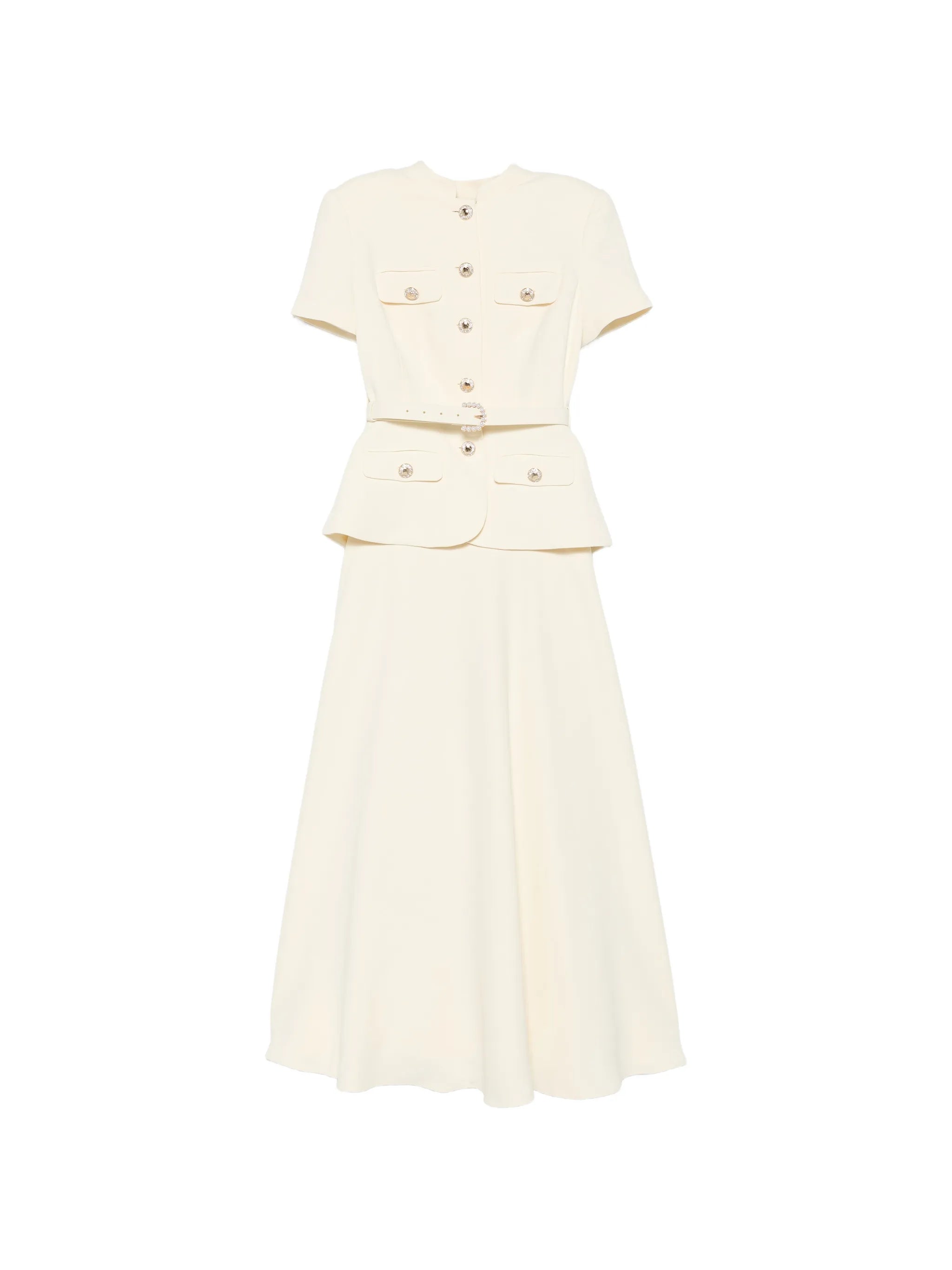 belted-detail button-up maxi dress