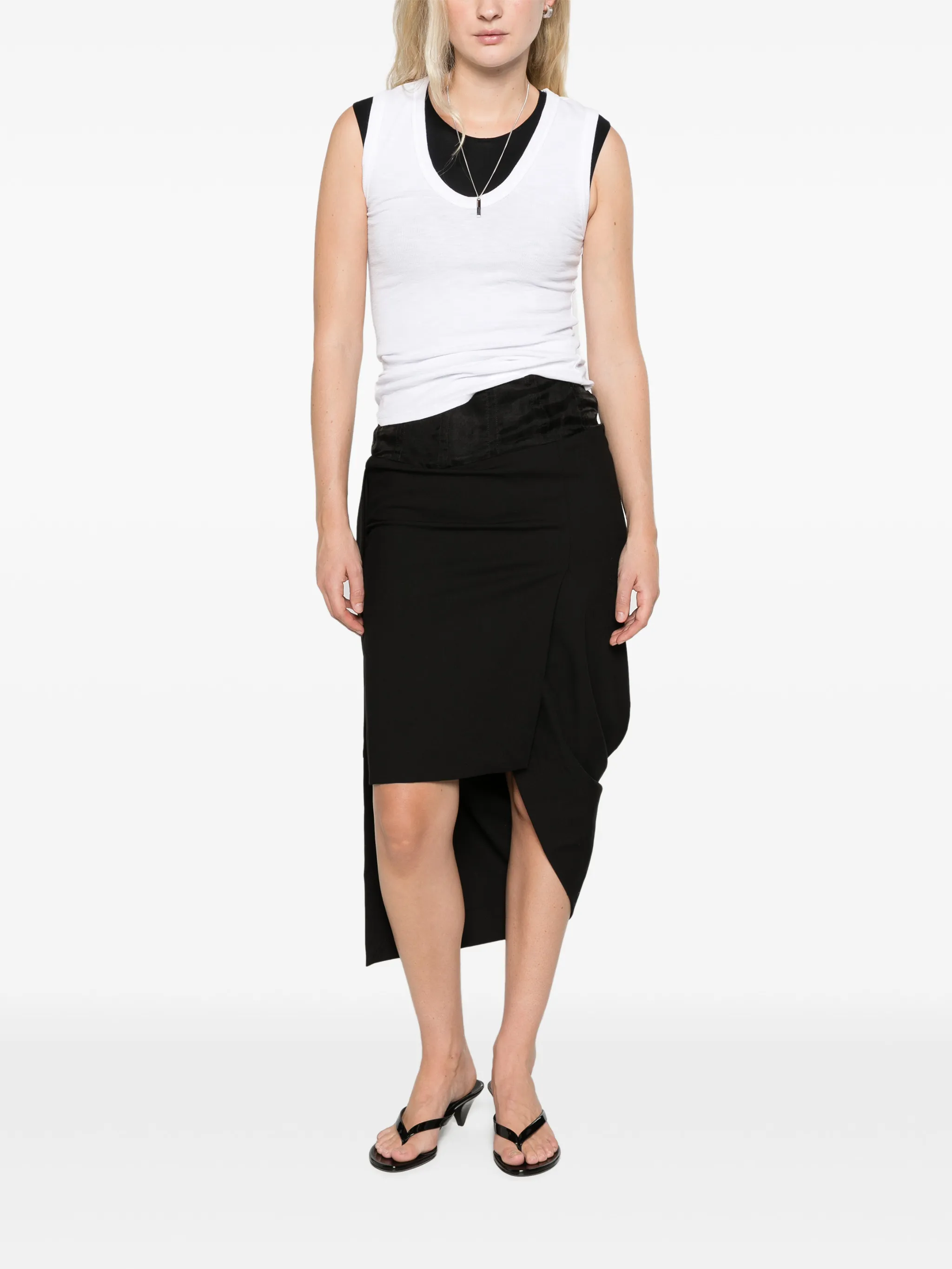 tailored drape skirt black